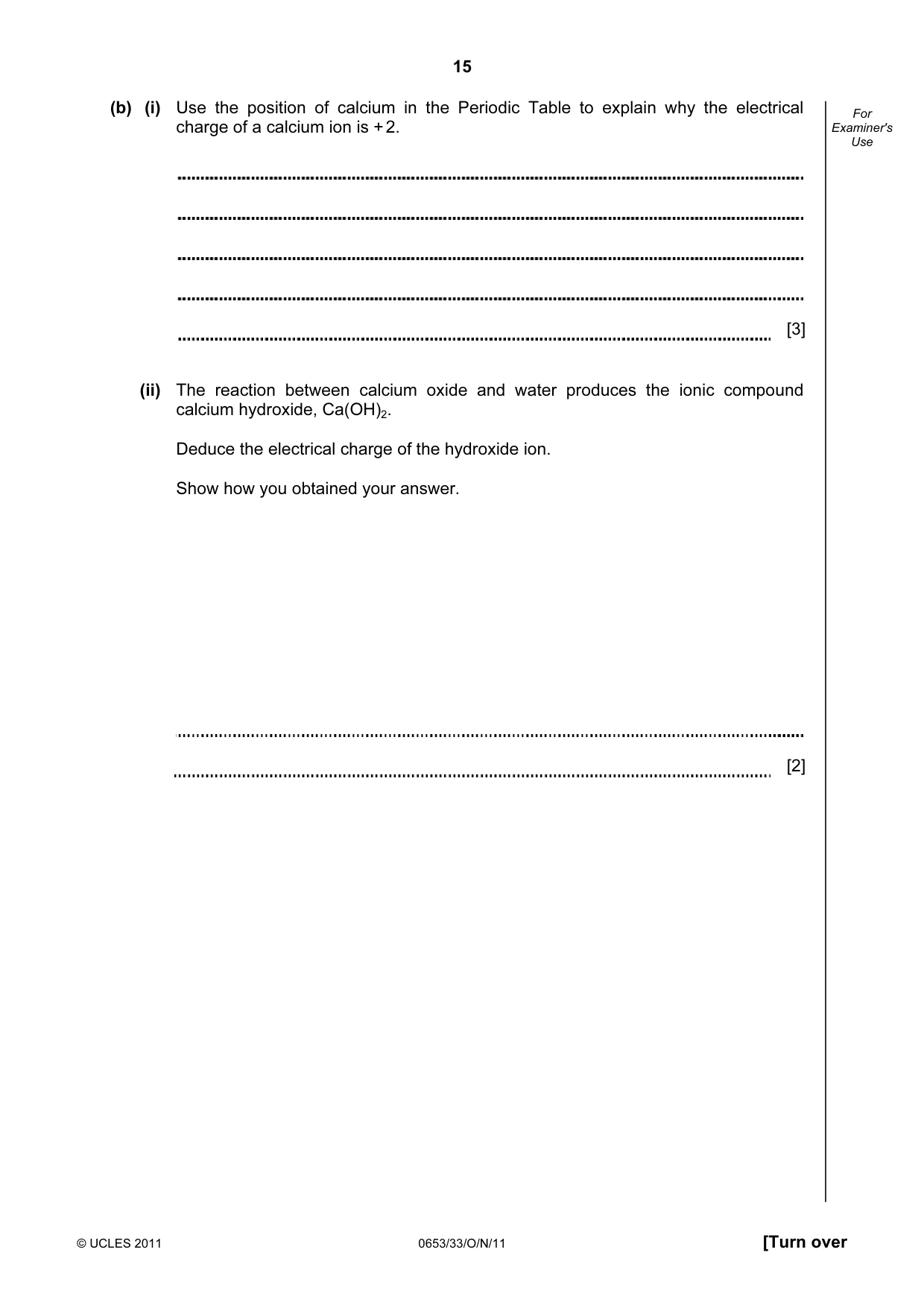 Cambridge IGCSE Science - Combined 0653 2011 Oct/Nov Paper 3 · Variant 3 question paper, page 15 of 20