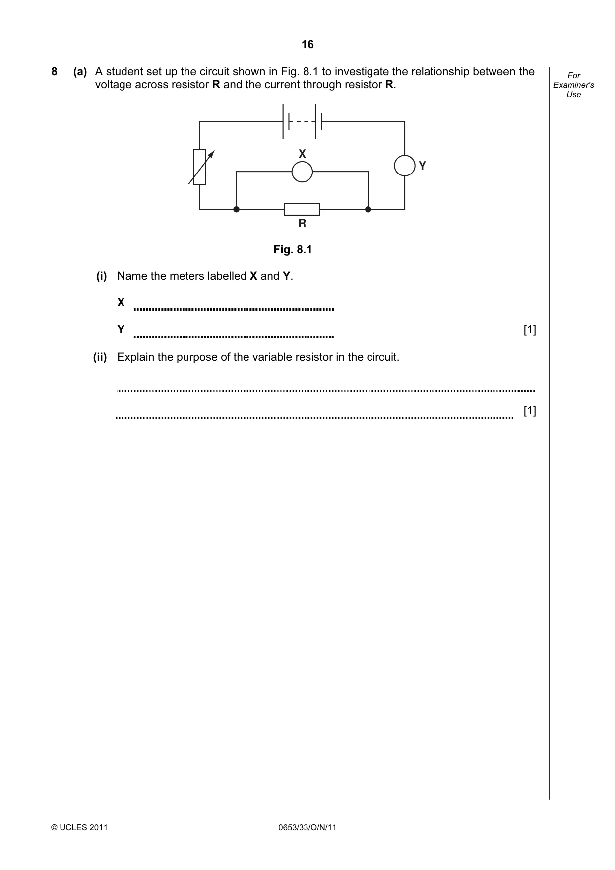 Cambridge IGCSE Science - Combined 0653 2011 Oct/Nov Paper 3 · Variant 3 question paper, page 16 of 20