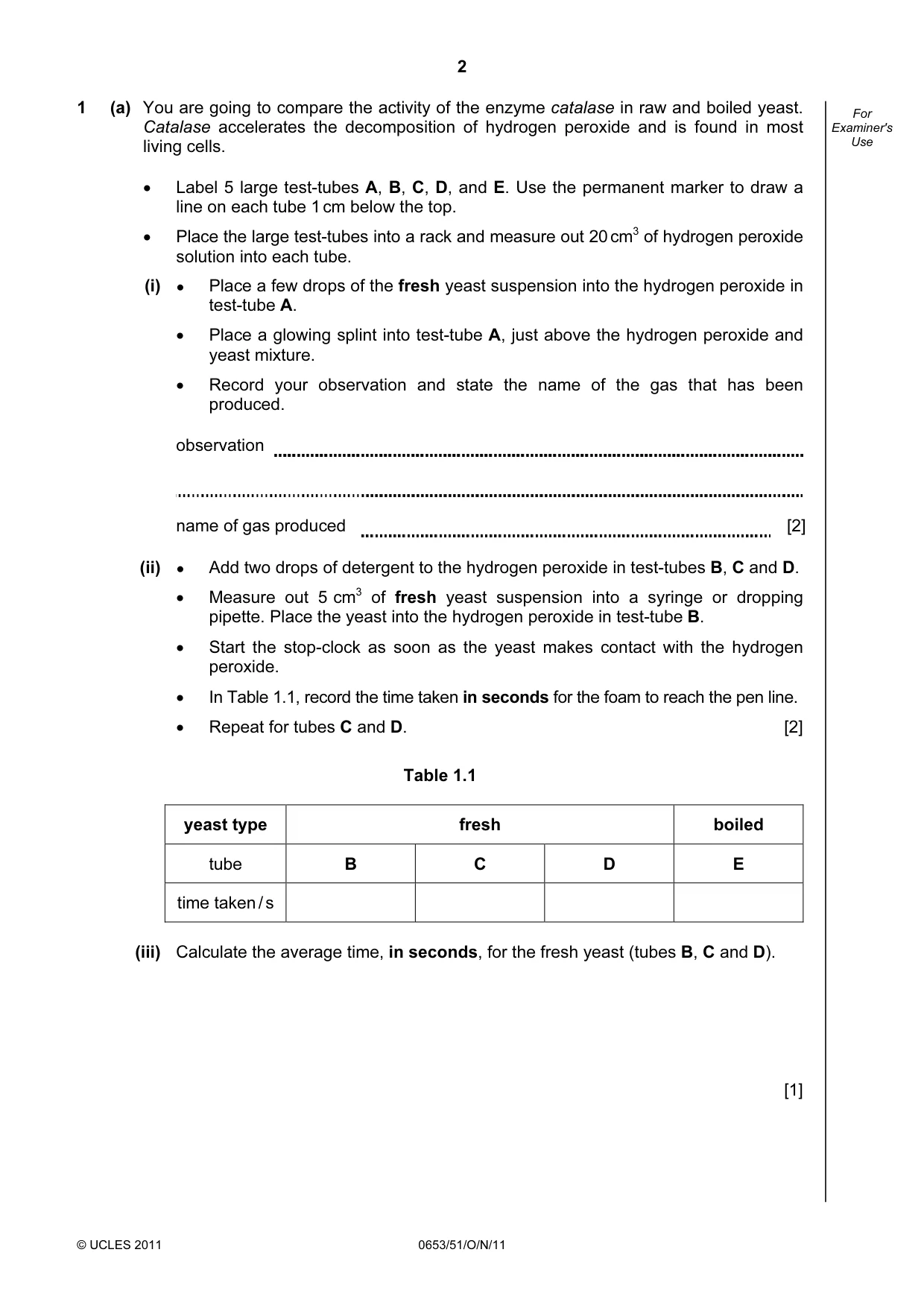 Cambridge IGCSE Science - Combined 0653 2011 Oct/Nov Paper 5 · Variant 1 question paper, page 2 of 12