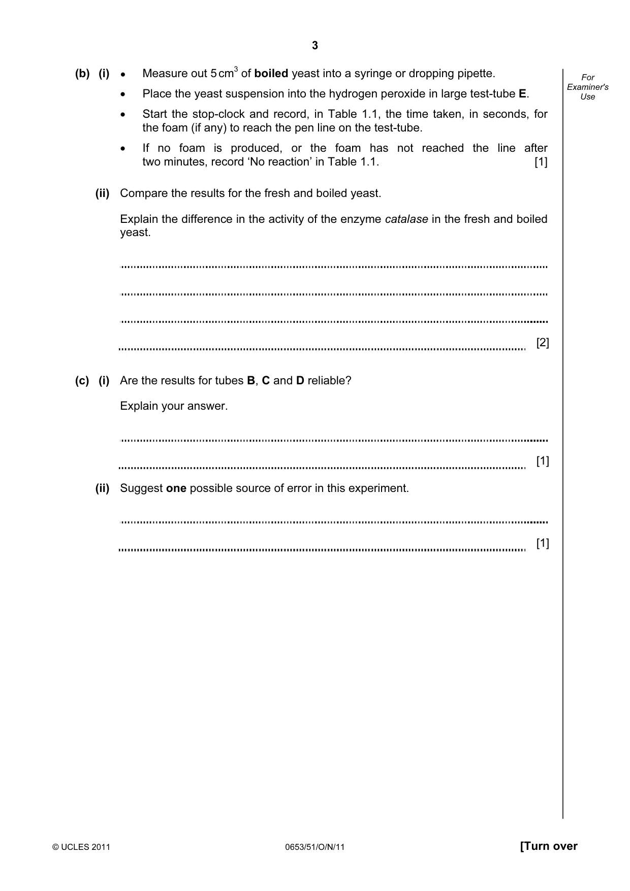 Cambridge IGCSE Science - Combined 0653 2011 Oct/Nov Paper 5 · Variant 1 question paper, page 3 of 12