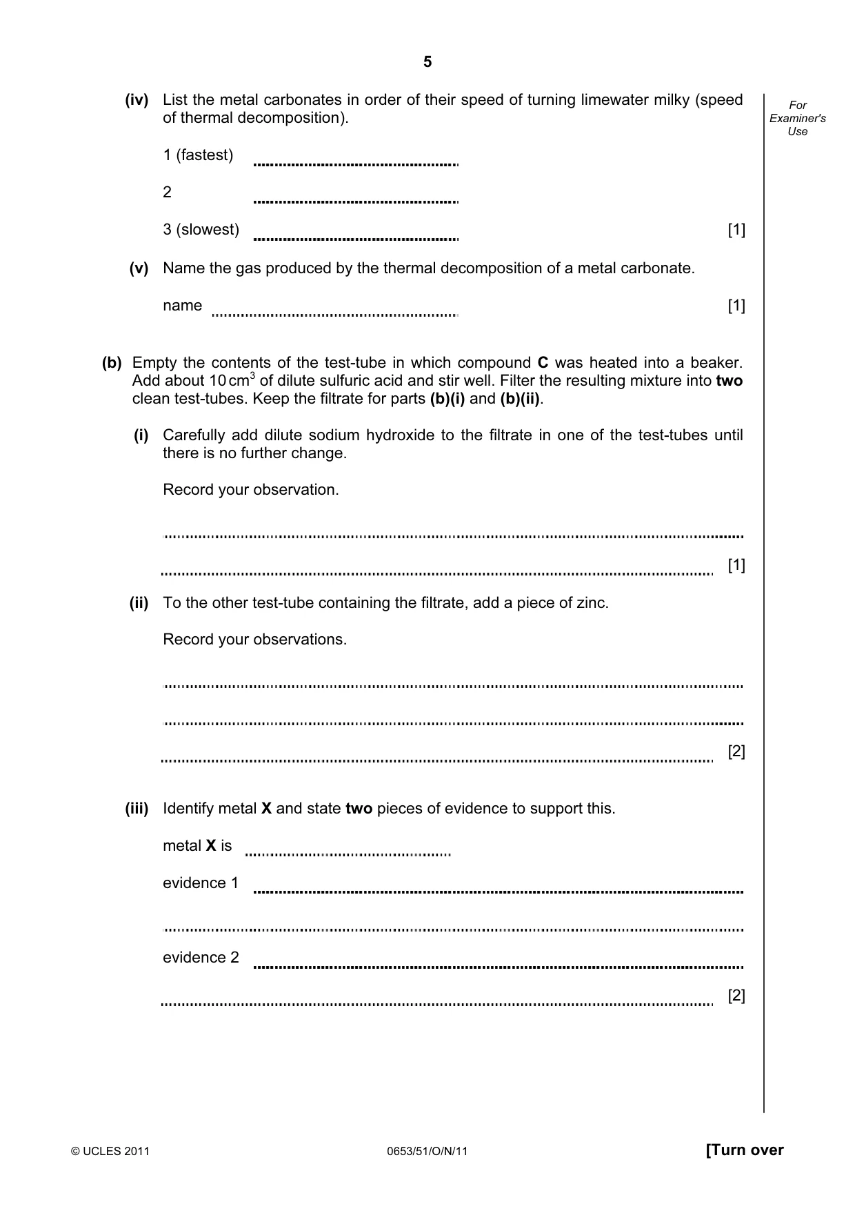 Cambridge IGCSE Science - Combined 0653 2011 Oct/Nov Paper 5 · Variant 1 question paper, page 5 of 12