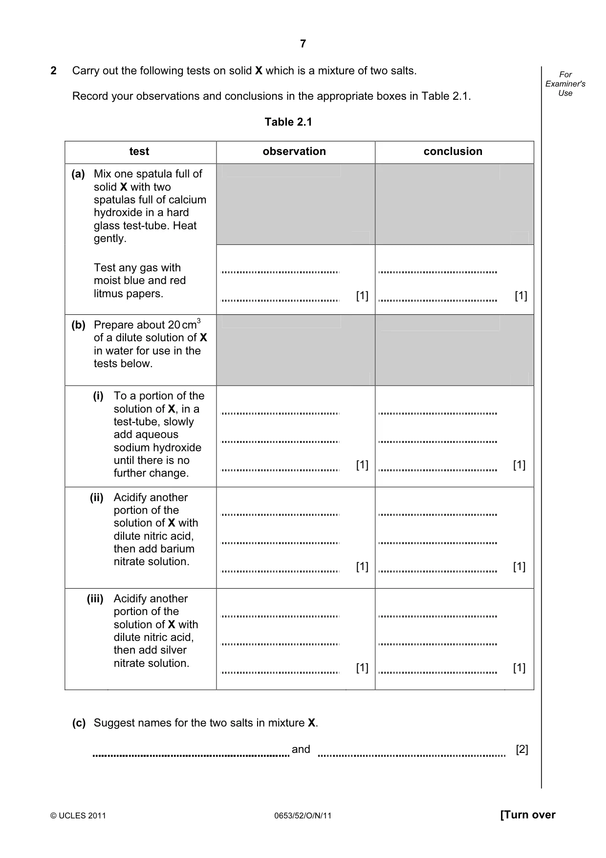 Cambridge IGCSE Science - Combined 0653 2011 Oct/Nov Paper 5 · Variant 2 question paper, page 7 of 12