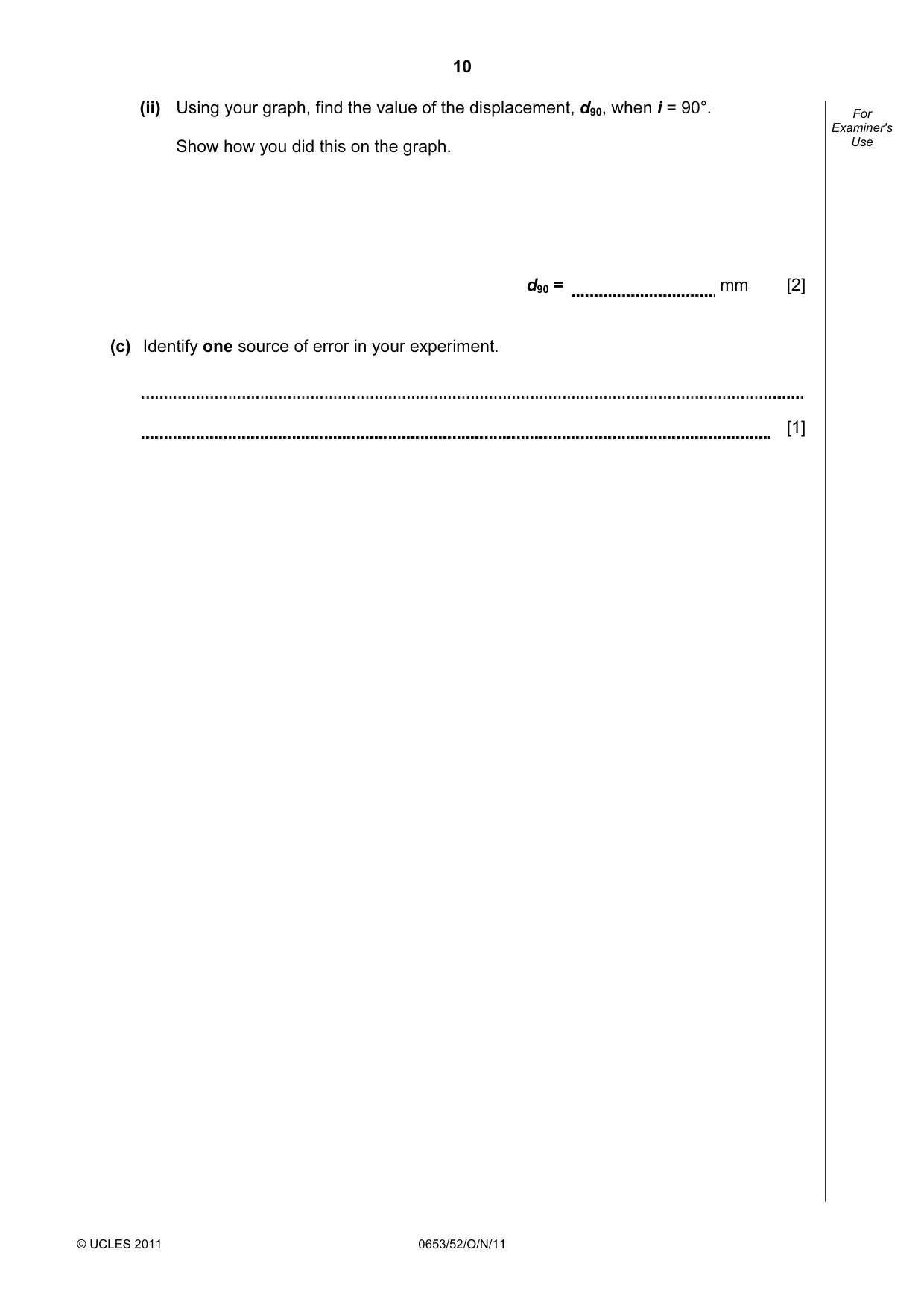 Cambridge IGCSE Science - Combined 0653 2011 Oct/Nov Paper 5 · Variant 2 question paper, page 10 of 12