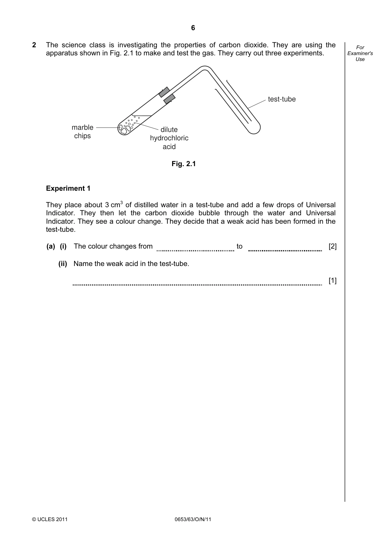 Cambridge IGCSE Science - Combined 0653 2011 Oct/Nov Paper 6 · Variant 3 question paper, page 6 of 20
