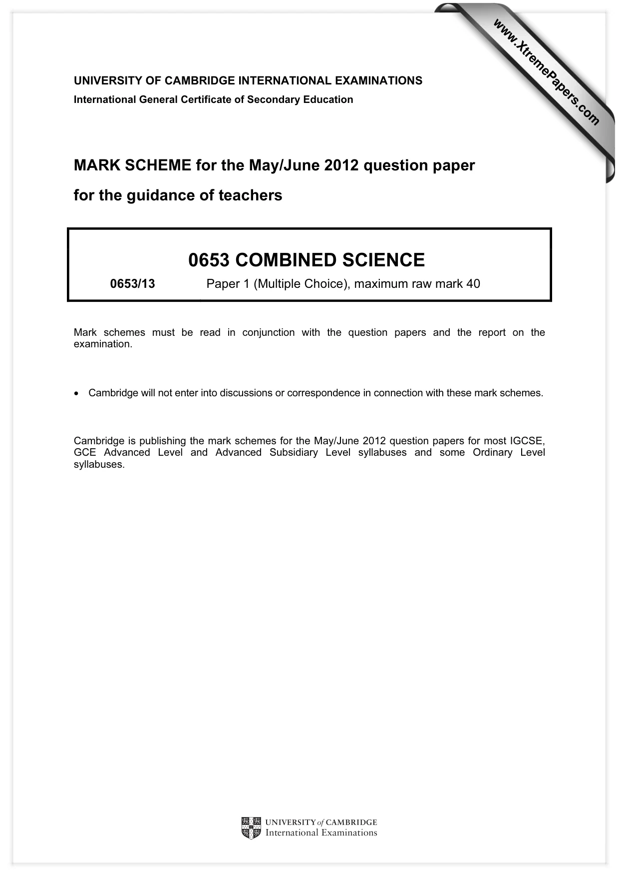 Mark scheme, page 1 of 2