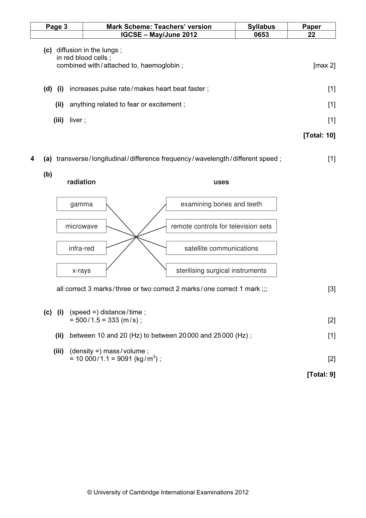 Mark scheme, page 3 of 6