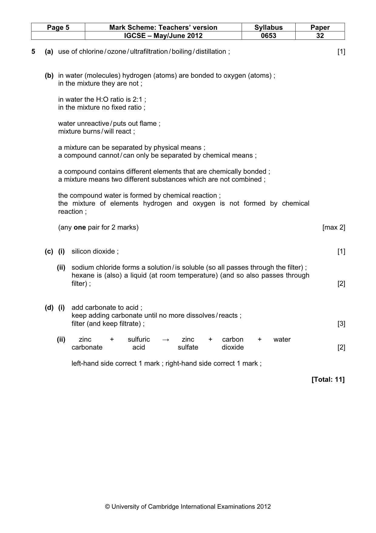 Mark scheme, page 5 of 8
