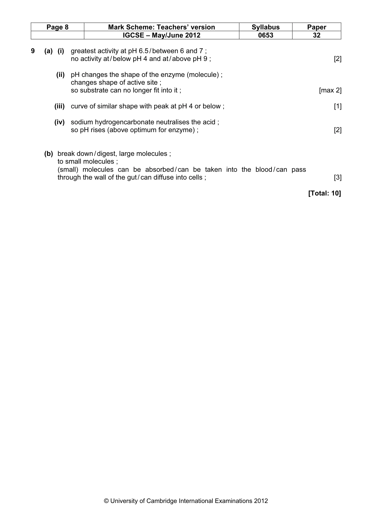 Mark scheme, page 8 of 8