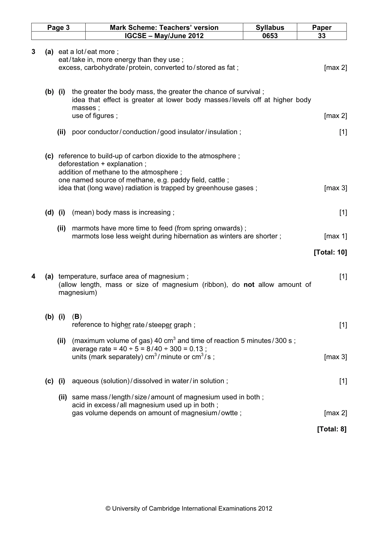 Mark scheme, page 3 of 6