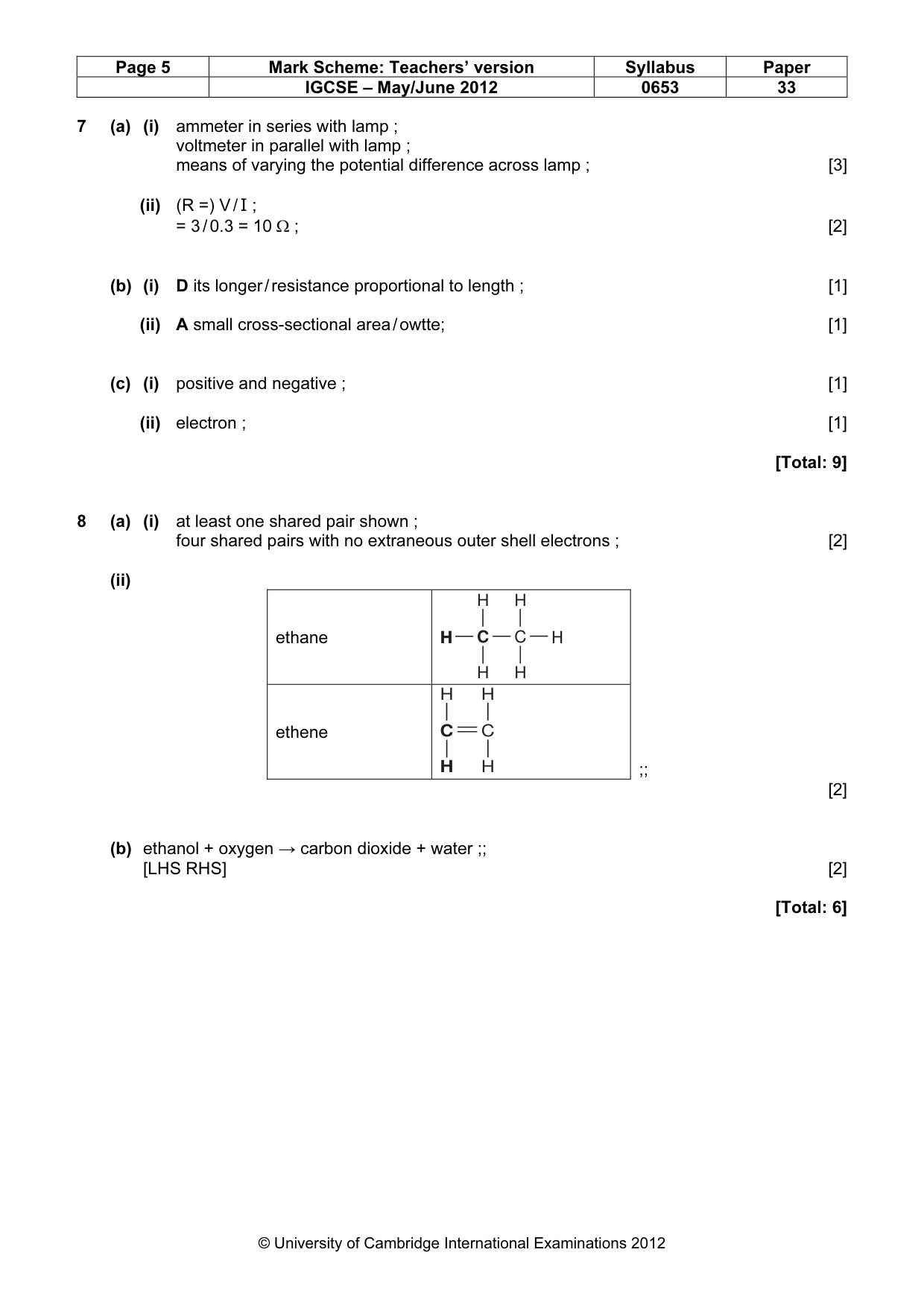 Mark scheme, page 5 of 6