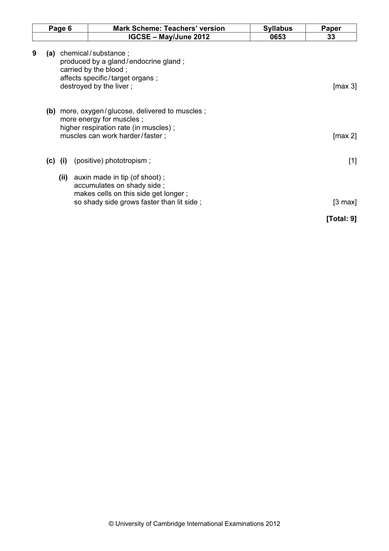 Mark scheme, page 6 of 6