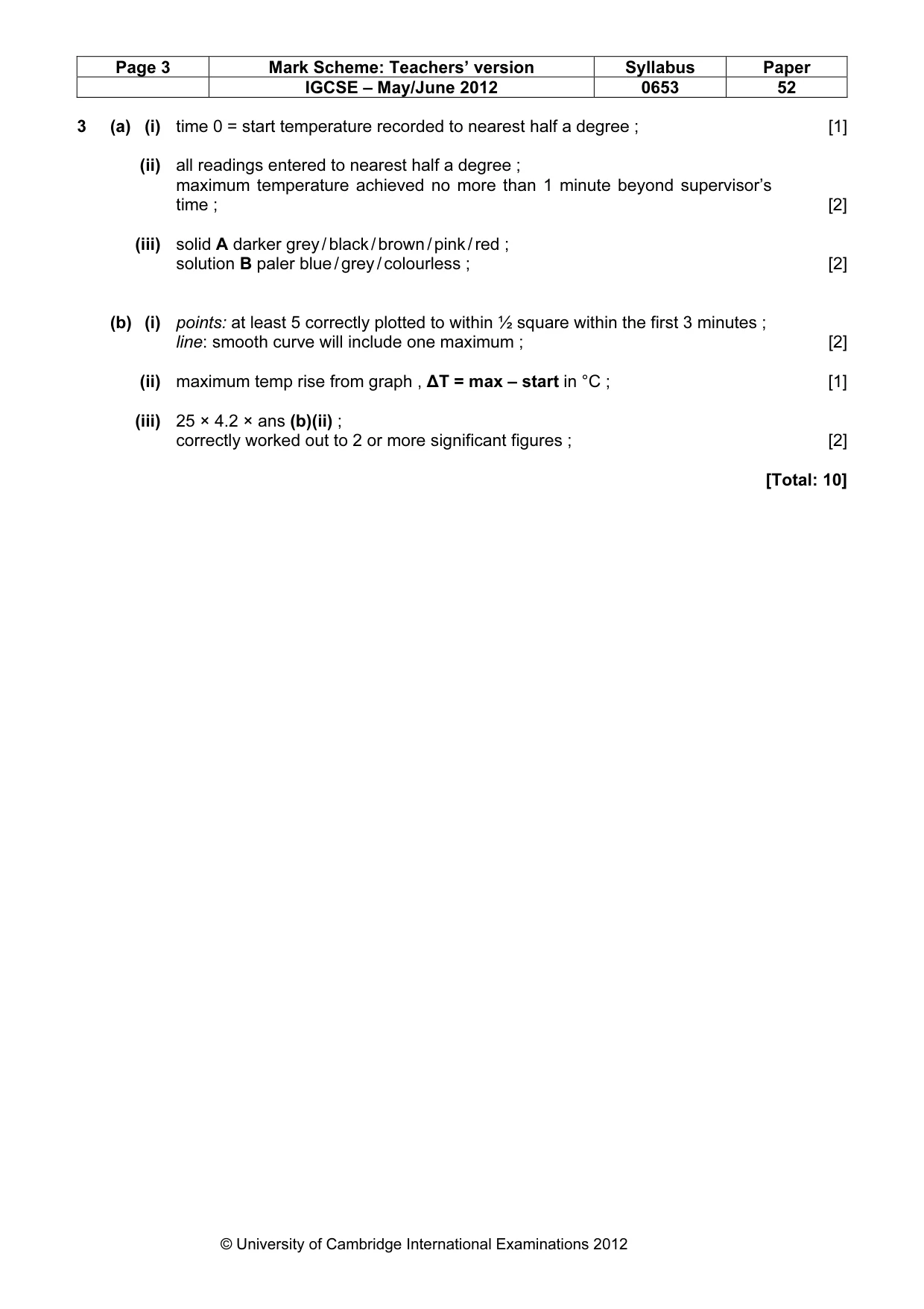 Mark scheme, page 3 of 3