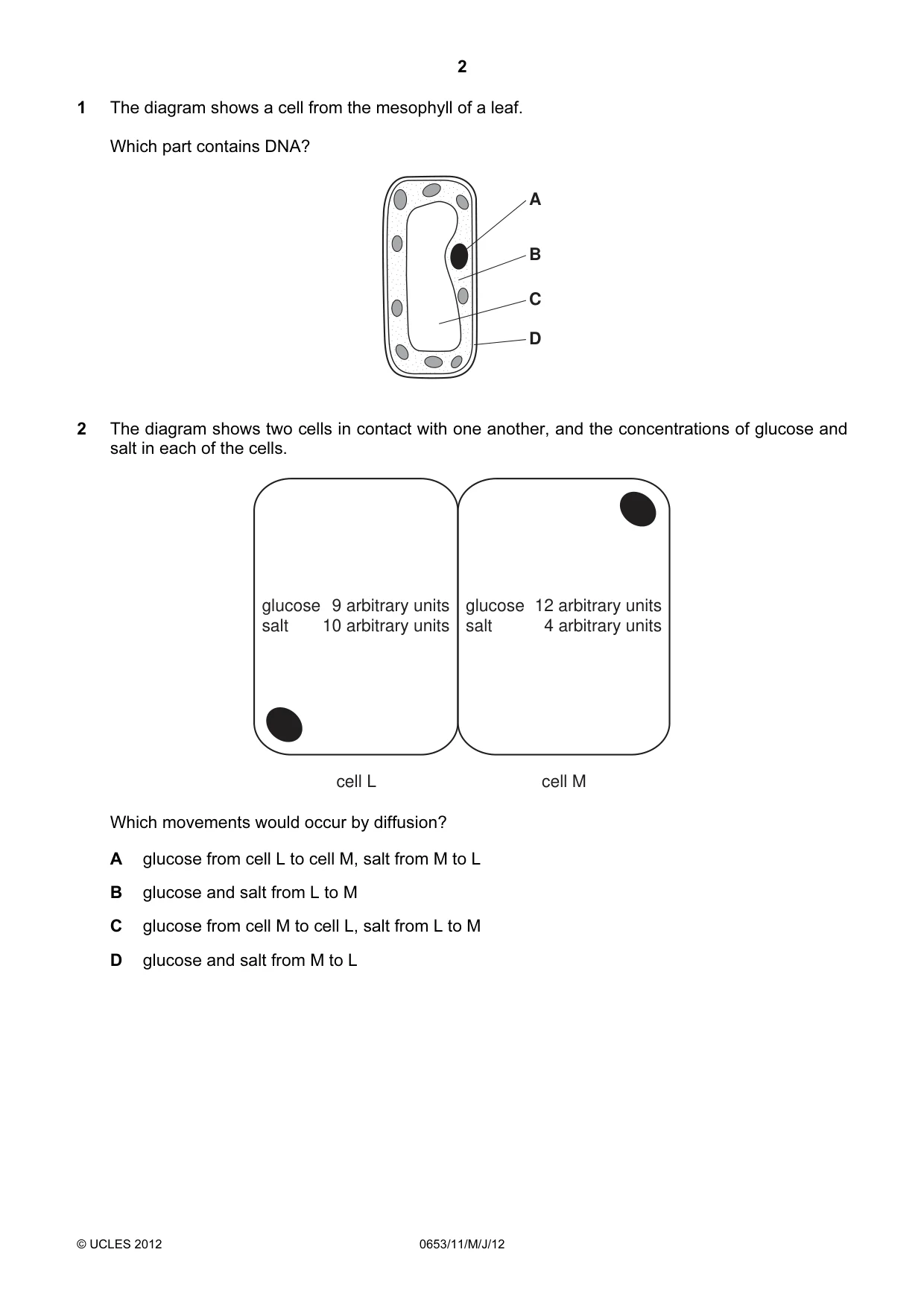 Cambridge IGCSE Science - Combined 0653 2012 May/June Paper 1 · Variant 1 question paper, page 2 of 20