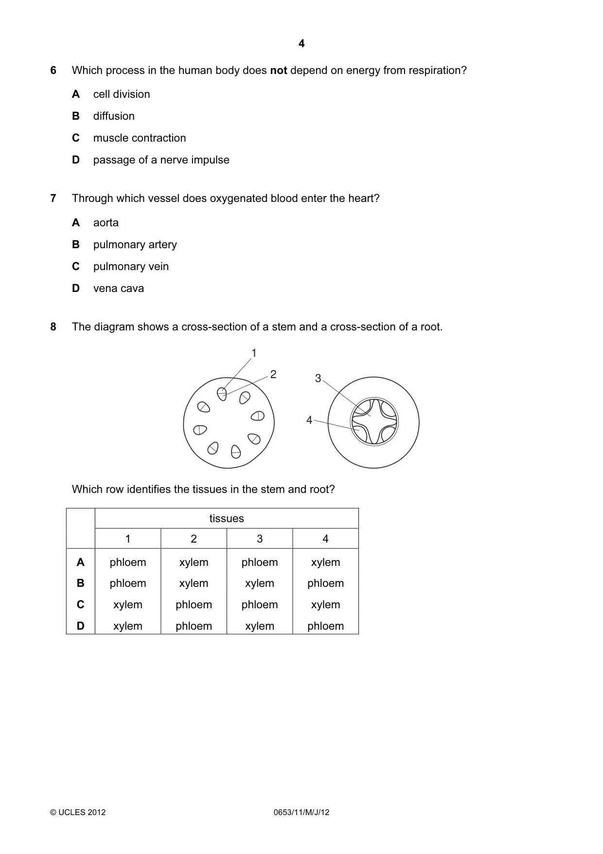 Cambridge IGCSE Science - Combined 0653 2012 May/June Paper 1 · Variant 1 question paper, page 4 of 20
