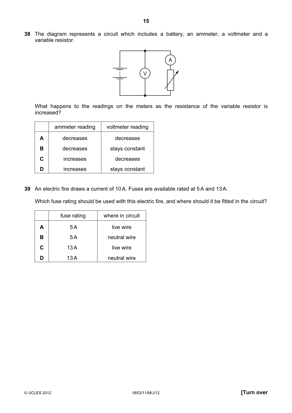 Cambridge IGCSE Science - Combined 0653 2012 May/June Paper 1 · Variant 1 question paper, page 15 of 20