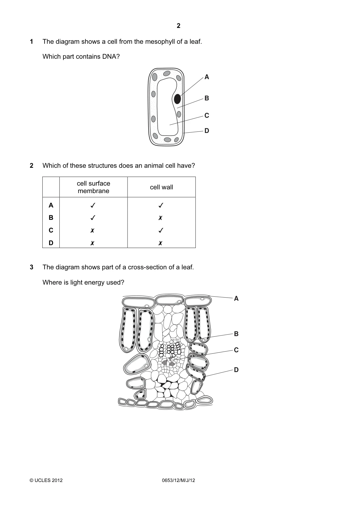 Cambridge IGCSE Science - Combined 0653 2012 May/June Paper 1 · Variant 2 question paper, page 2 of 20