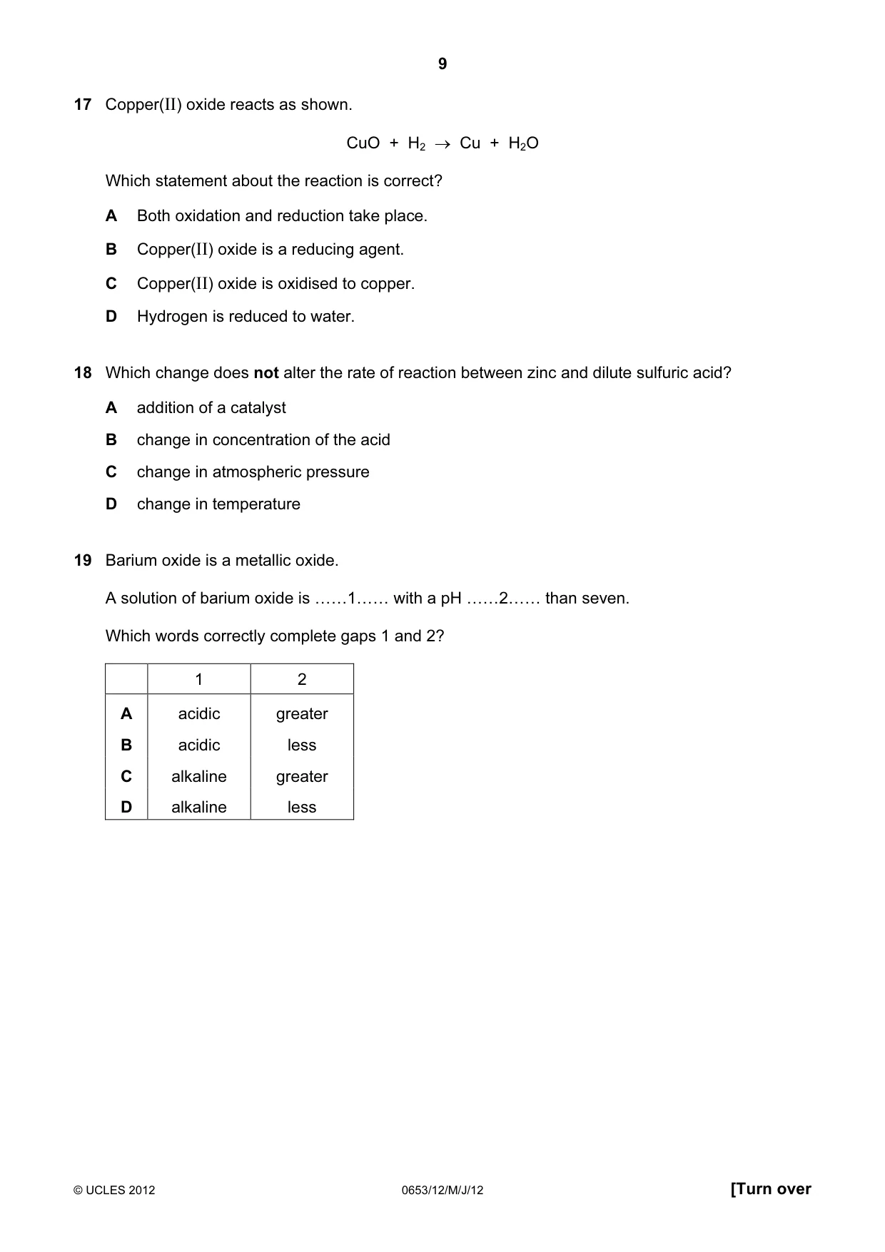 Cambridge IGCSE Science - Combined 0653 2012 May/June Paper 1 · Variant 2 question paper, page 9 of 20