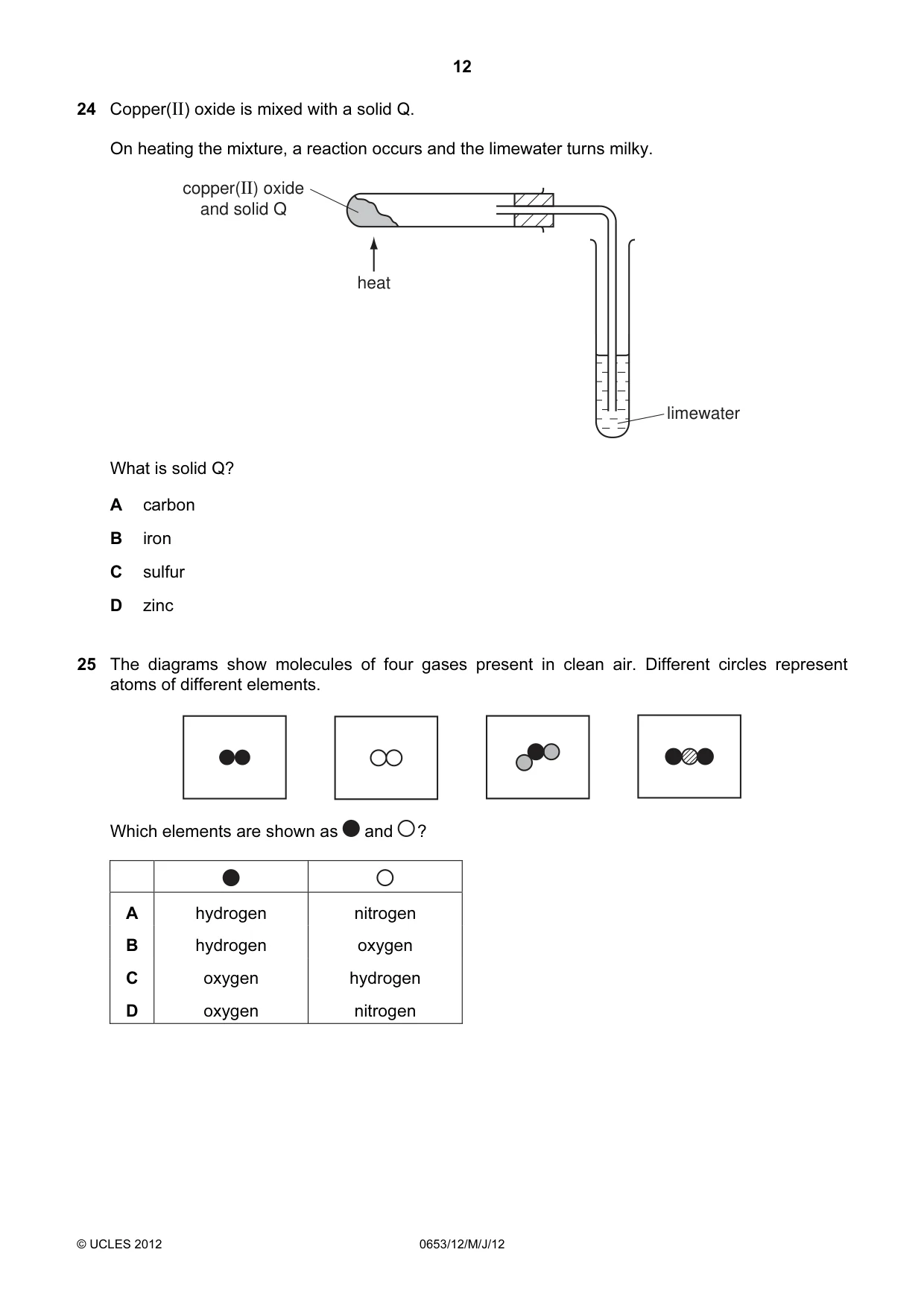 Cambridge IGCSE Science - Combined 0653 2012 May/June Paper 1 · Variant 2 question paper, page 12 of 20