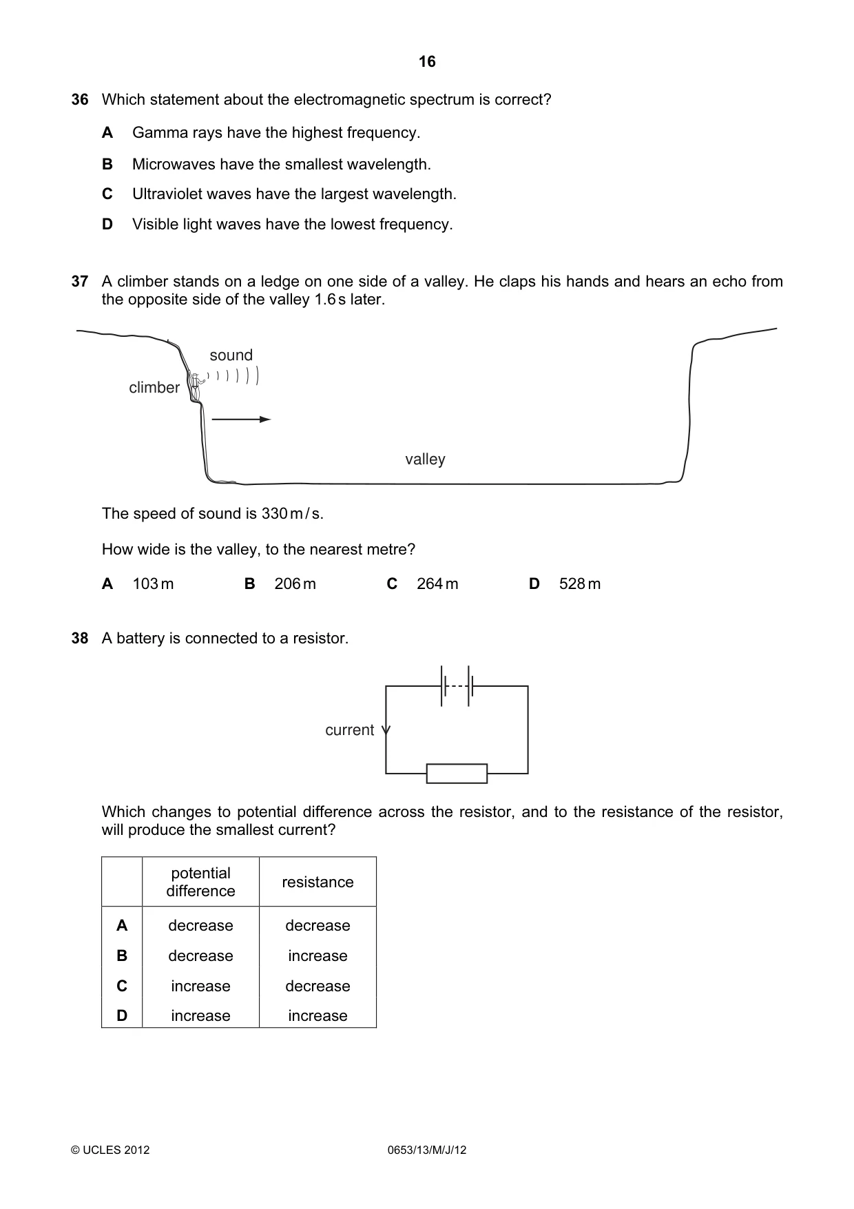 Cambridge IGCSE Science - Combined 0653 2012 May/June Paper 1 · Variant 3 question paper, page 16 of 20