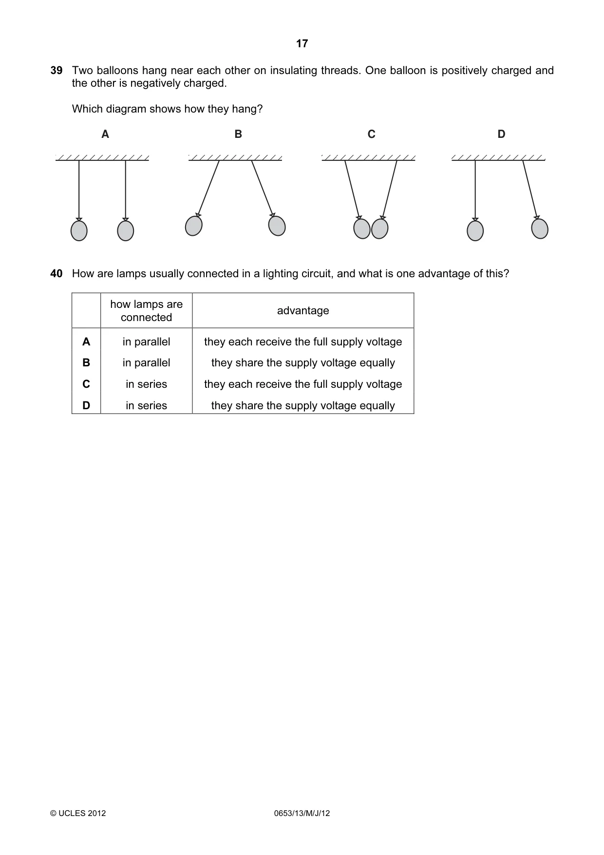 Cambridge IGCSE Science - Combined 0653 2012 May/June Paper 1 · Variant 3 question paper, page 17 of 20