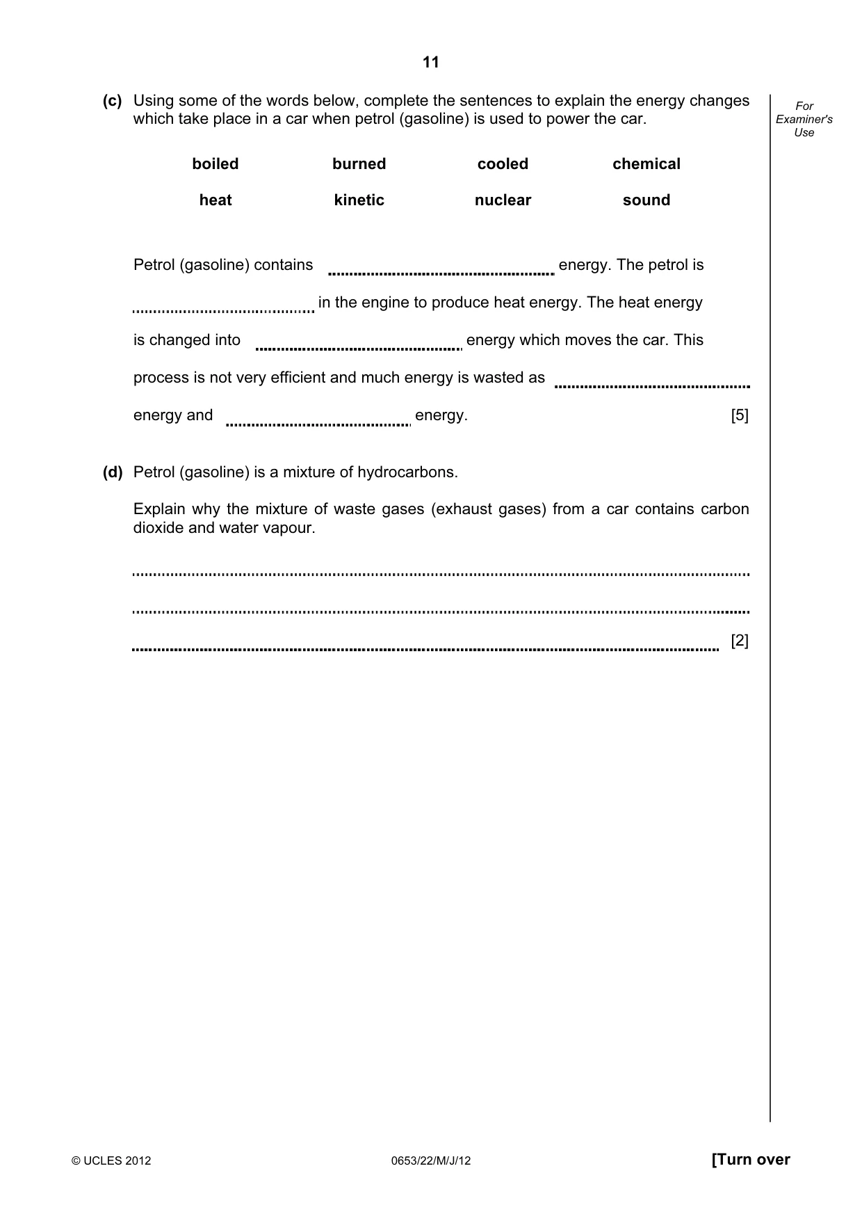 Cambridge IGCSE Science - Combined 0653 2012 May/June Paper 2 · Variant 2 question paper, page 11 of 20