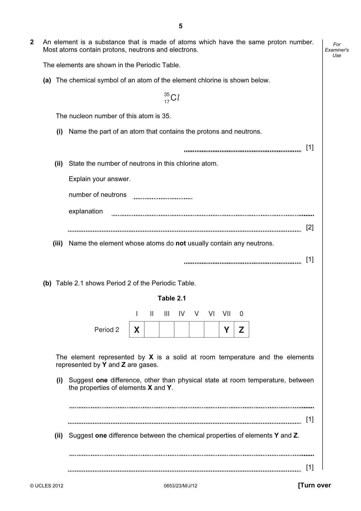 Cambridge IGCSE Science - Combined 0653 2012 May/June Paper 2 · Variant 3 question paper, page 5 of 24