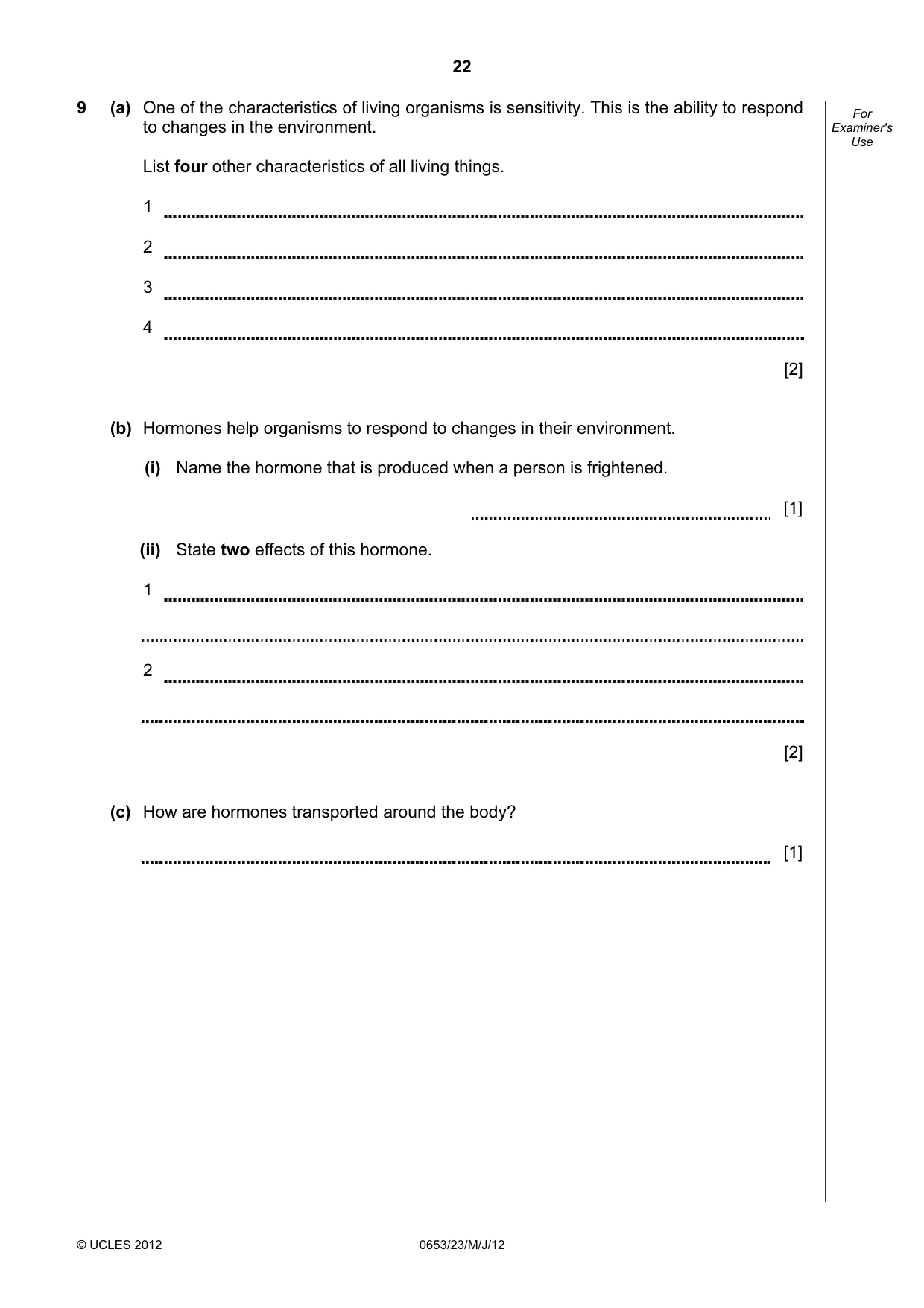 Cambridge IGCSE Science - Combined 0653 2012 May/June Paper 2 · Variant 3 question paper, page 22 of 24