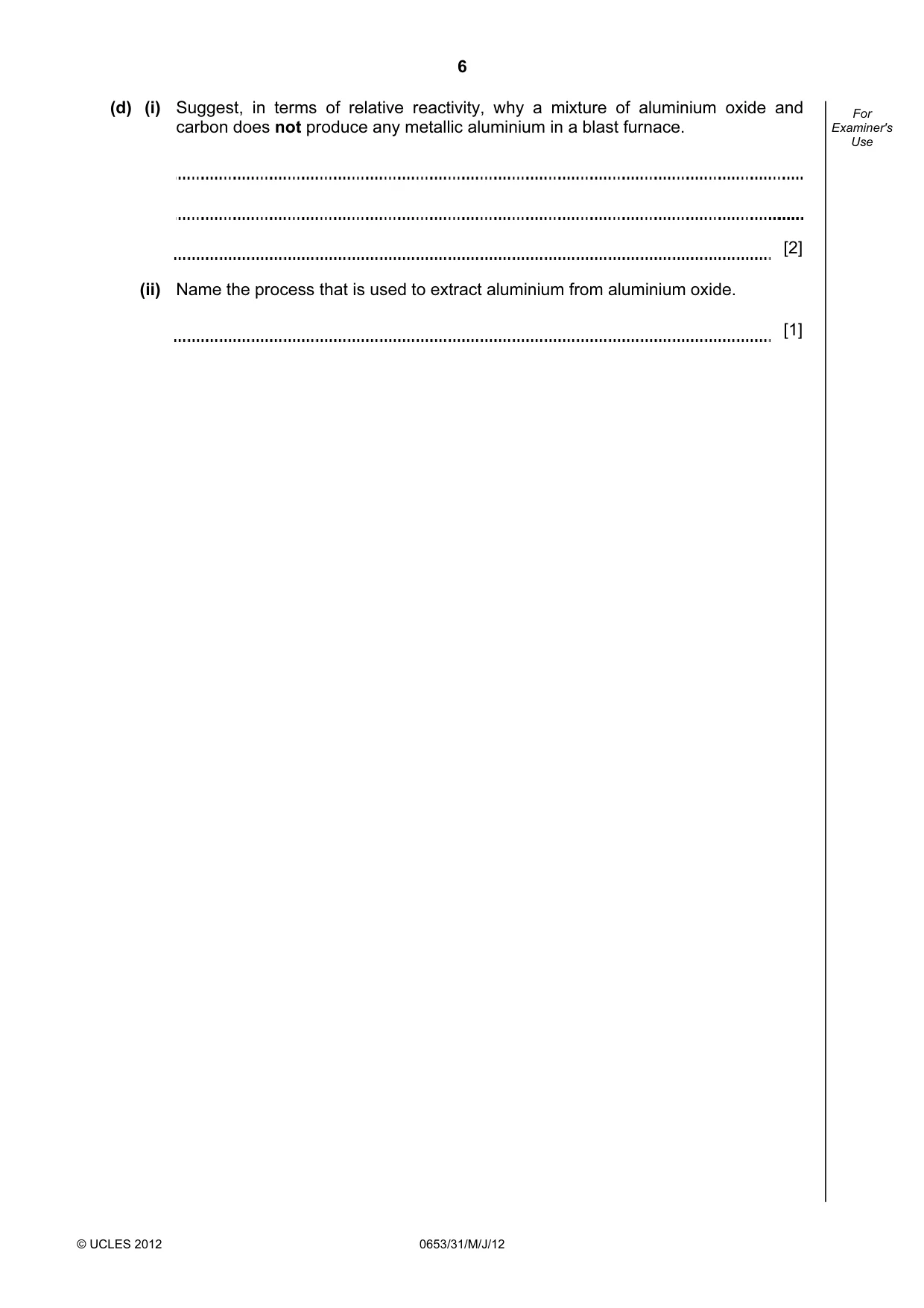 Cambridge IGCSE Science - Combined 0653 2012 May/June Paper 3 · Variant 1 question paper, page 6 of 24