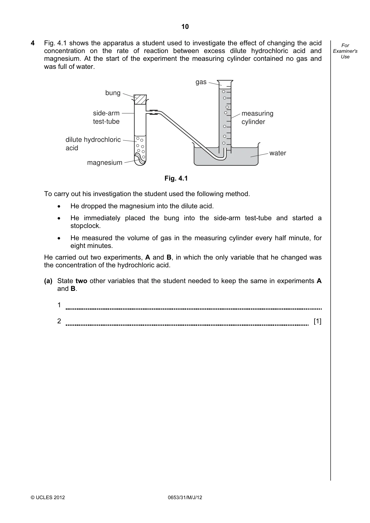 Cambridge IGCSE Science - Combined 0653 2012 May/June Paper 3 · Variant 1 question paper, page 10 of 24