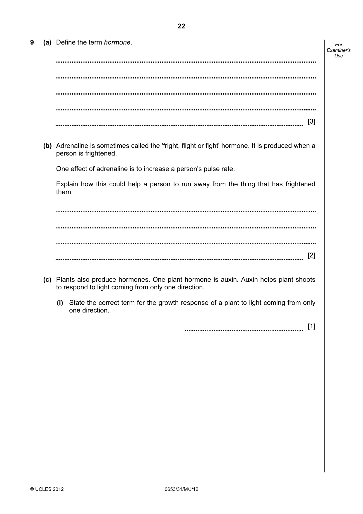 Cambridge IGCSE Science - Combined 0653 2012 May/June Paper 3 · Variant 1 question paper, page 22 of 24