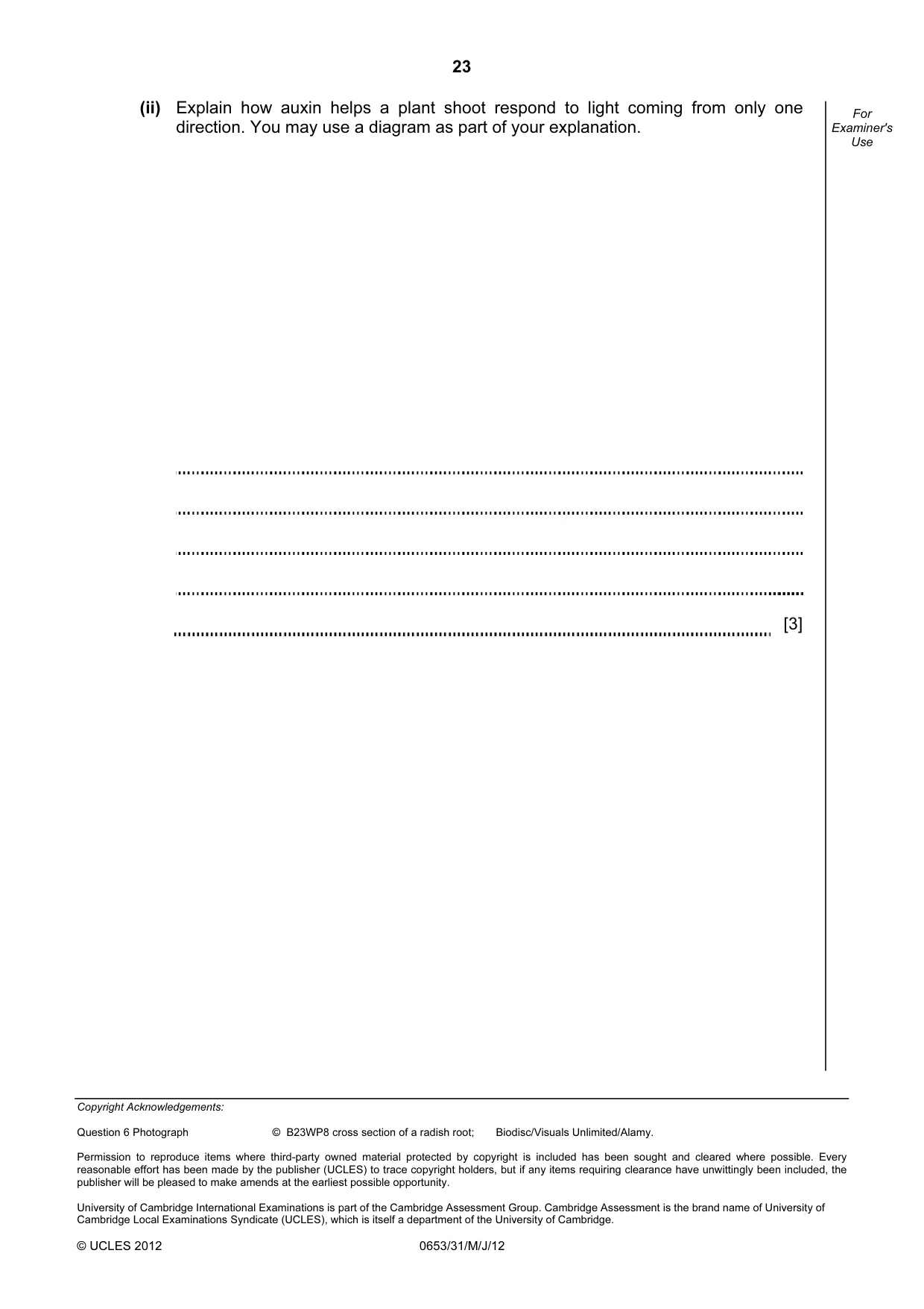 Cambridge IGCSE Science - Combined 0653 2012 May/June Paper 3 · Variant 1 question paper, page 23 of 24
