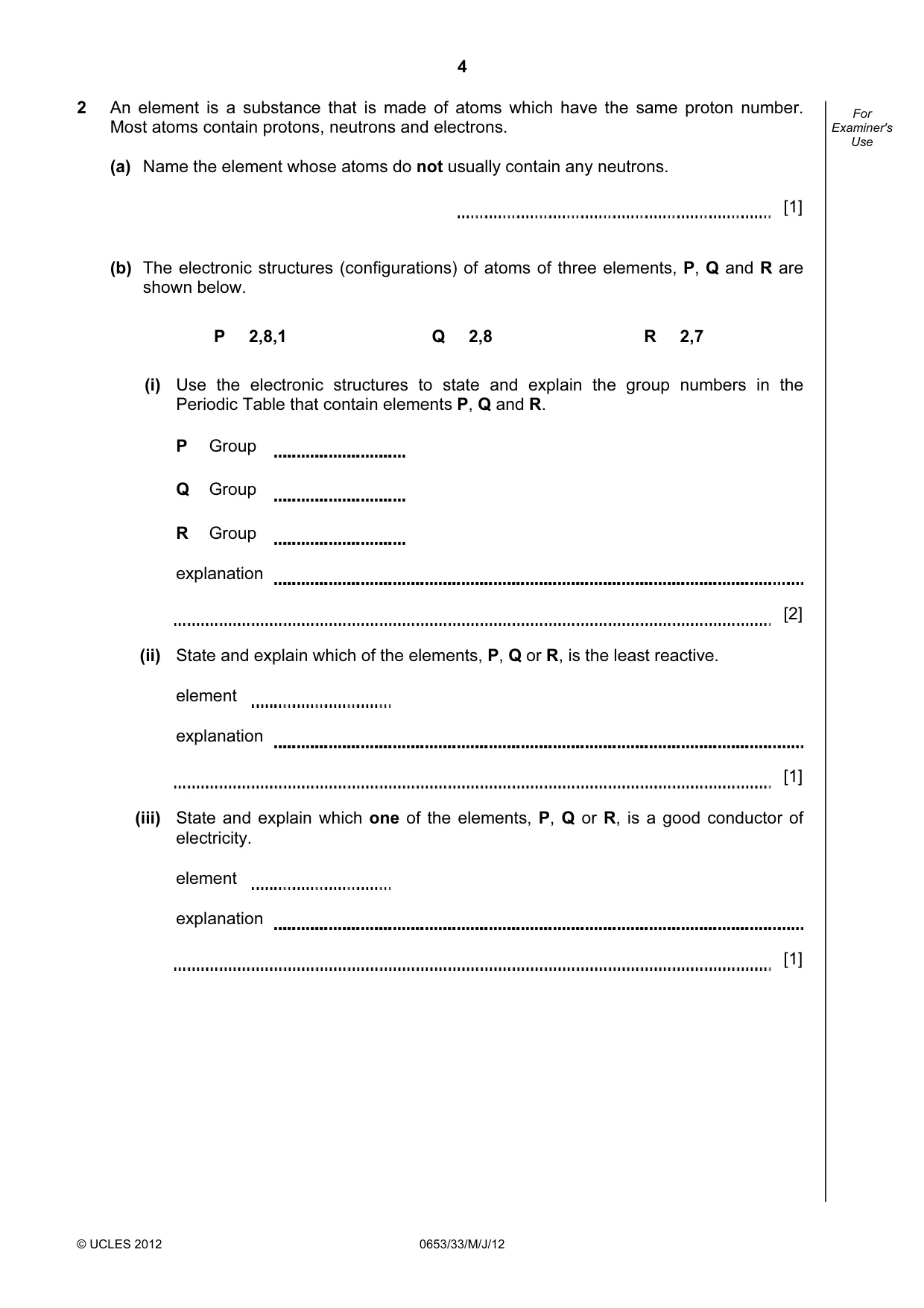 Cambridge IGCSE Science - Combined 0653 2012 May/June Paper 3 · Variant 3 question paper, page 4 of 24
