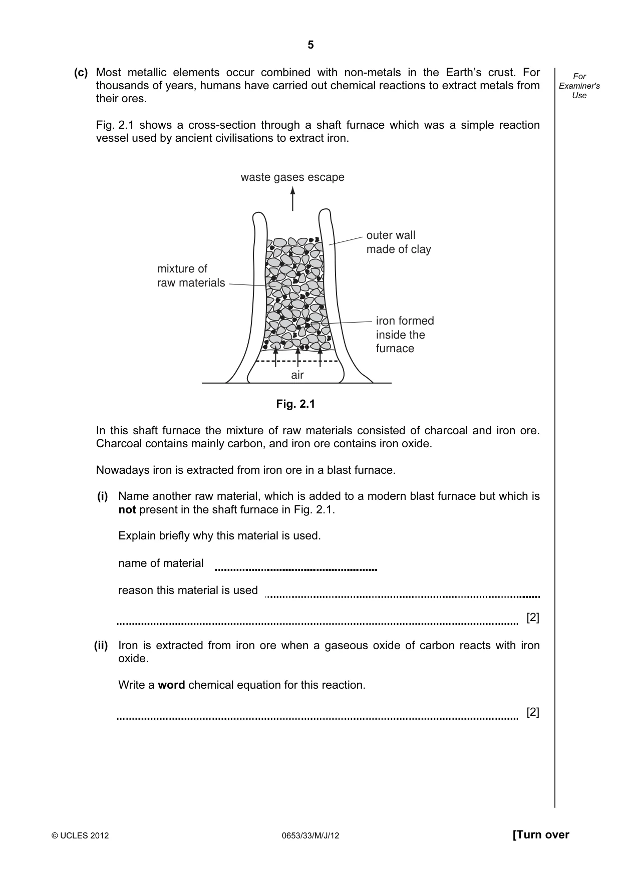 Cambridge IGCSE Science - Combined 0653 2012 May/June Paper 3 · Variant 3 question paper, page 5 of 24