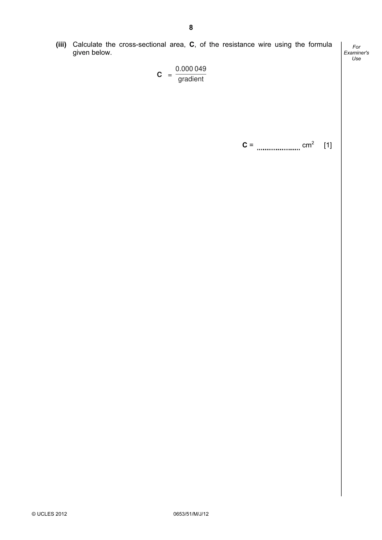 Cambridge IGCSE Science - Combined 0653 2012 May/June Paper 5 · Variant 1 question paper, page 8 of 12