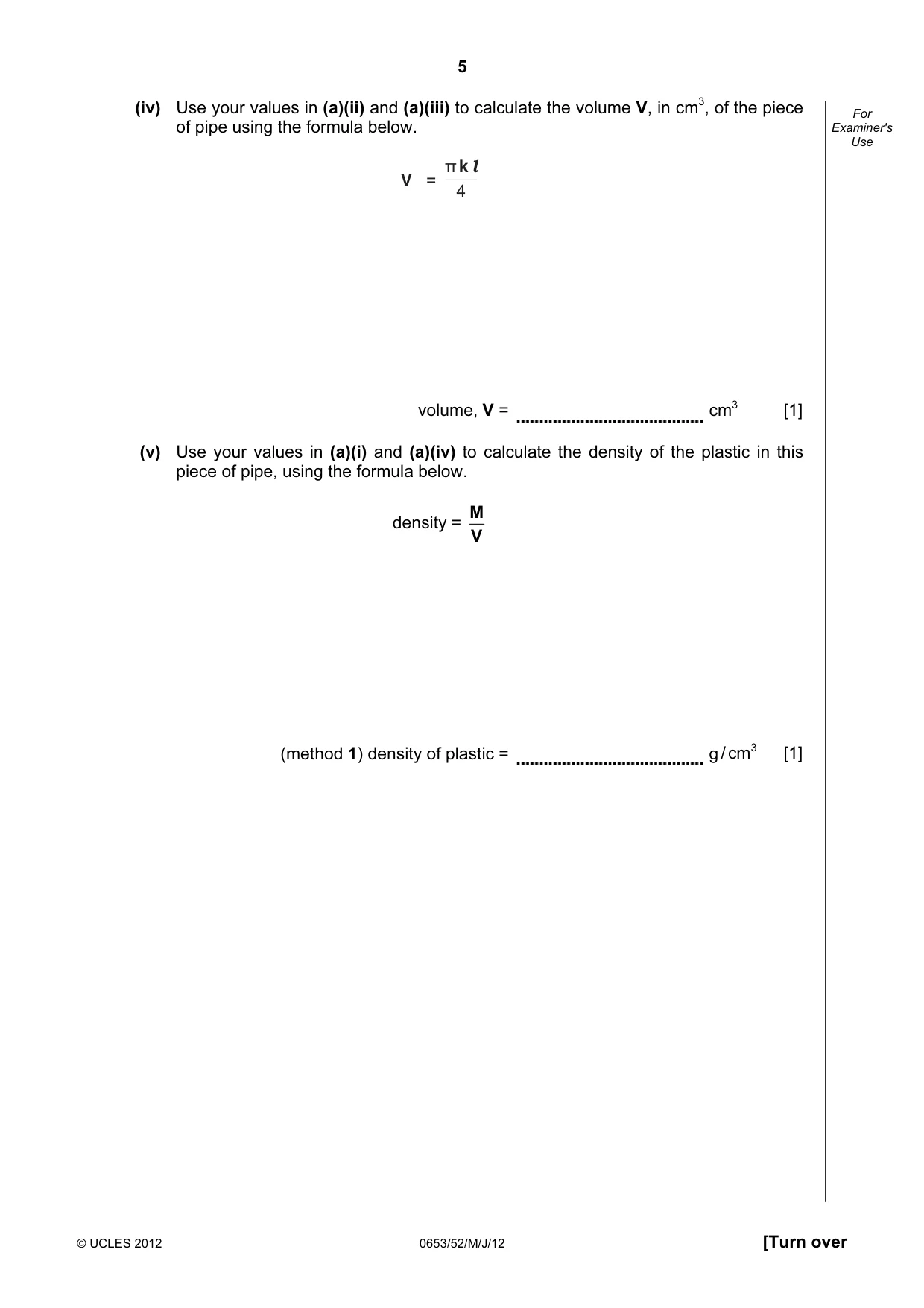Cambridge IGCSE Science - Combined 0653 2012 May/June Paper 5 · Variant 2 question paper, page 5 of 12