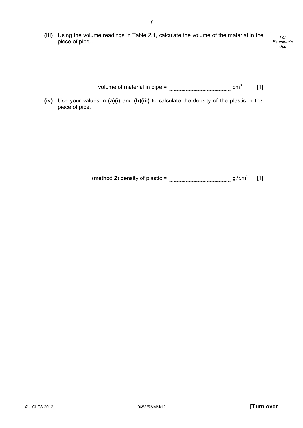 Cambridge IGCSE Science - Combined 0653 2012 May/June Paper 5 · Variant 2 question paper, page 7 of 12