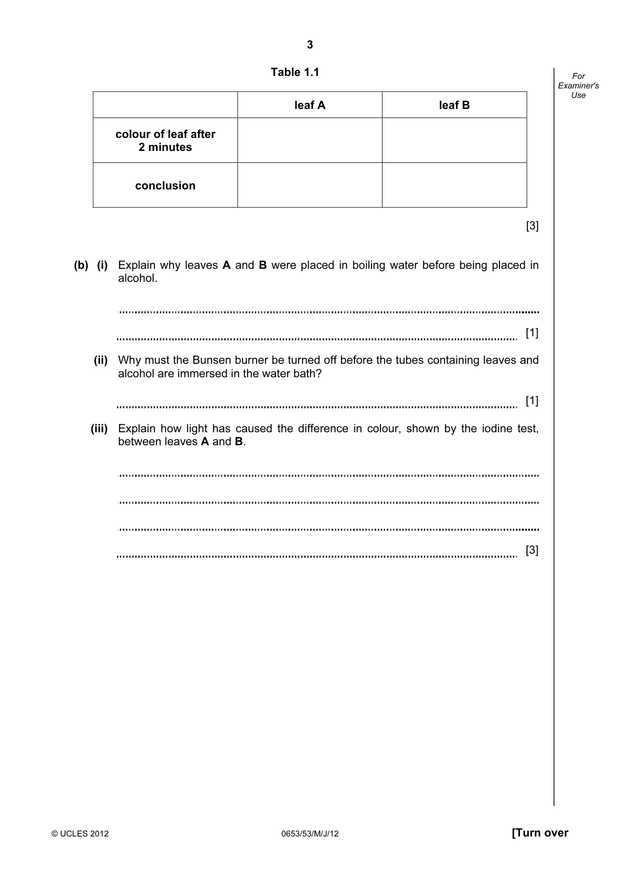 Cambridge IGCSE Science - Combined 0653 2012 May/June Paper 5 · Variant 3 question paper, page 3 of 12
