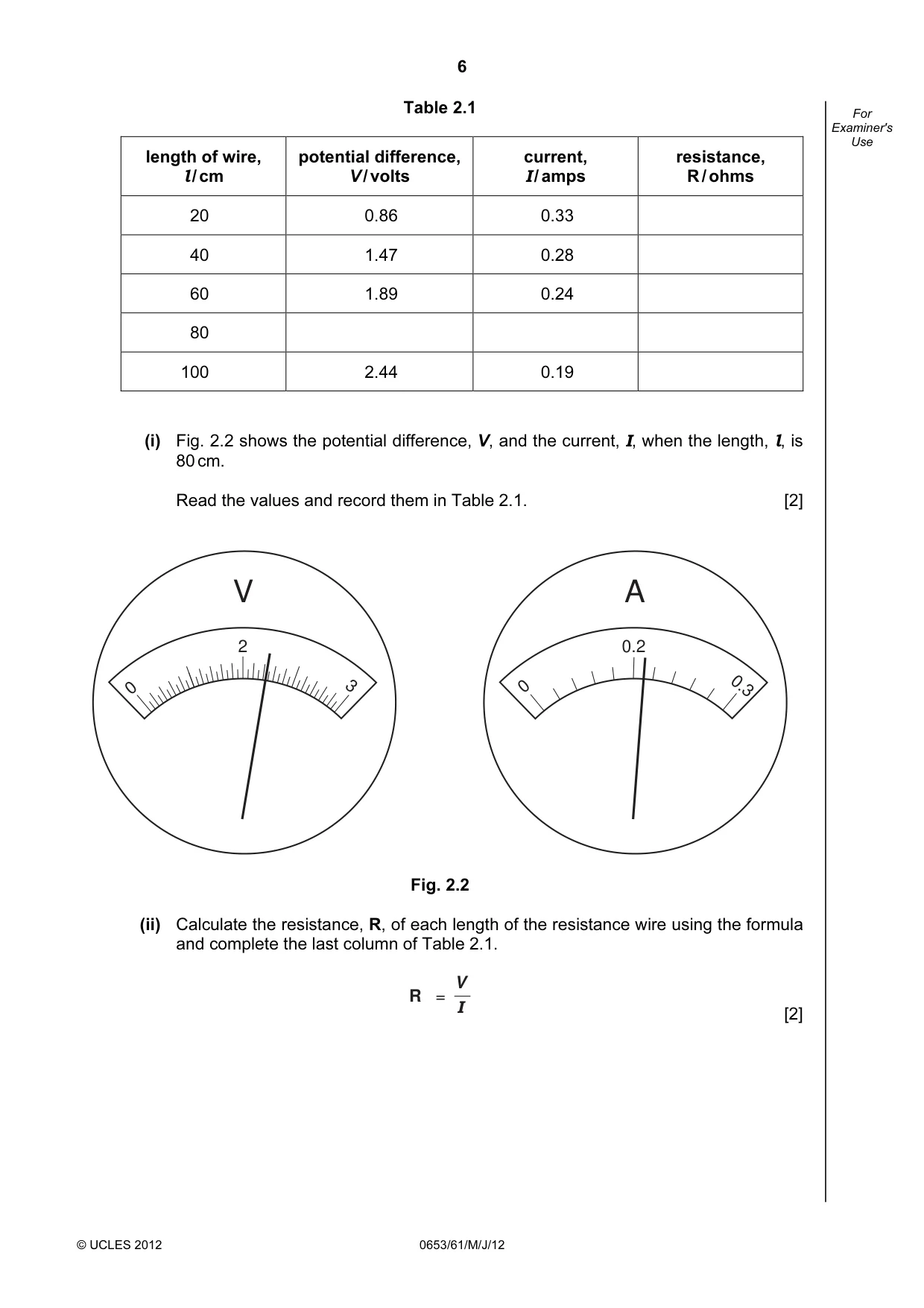 Cambridge IGCSE Science - Combined 0653 2012 May/June Paper 6 · Variant 1 question paper, page 6 of 24
