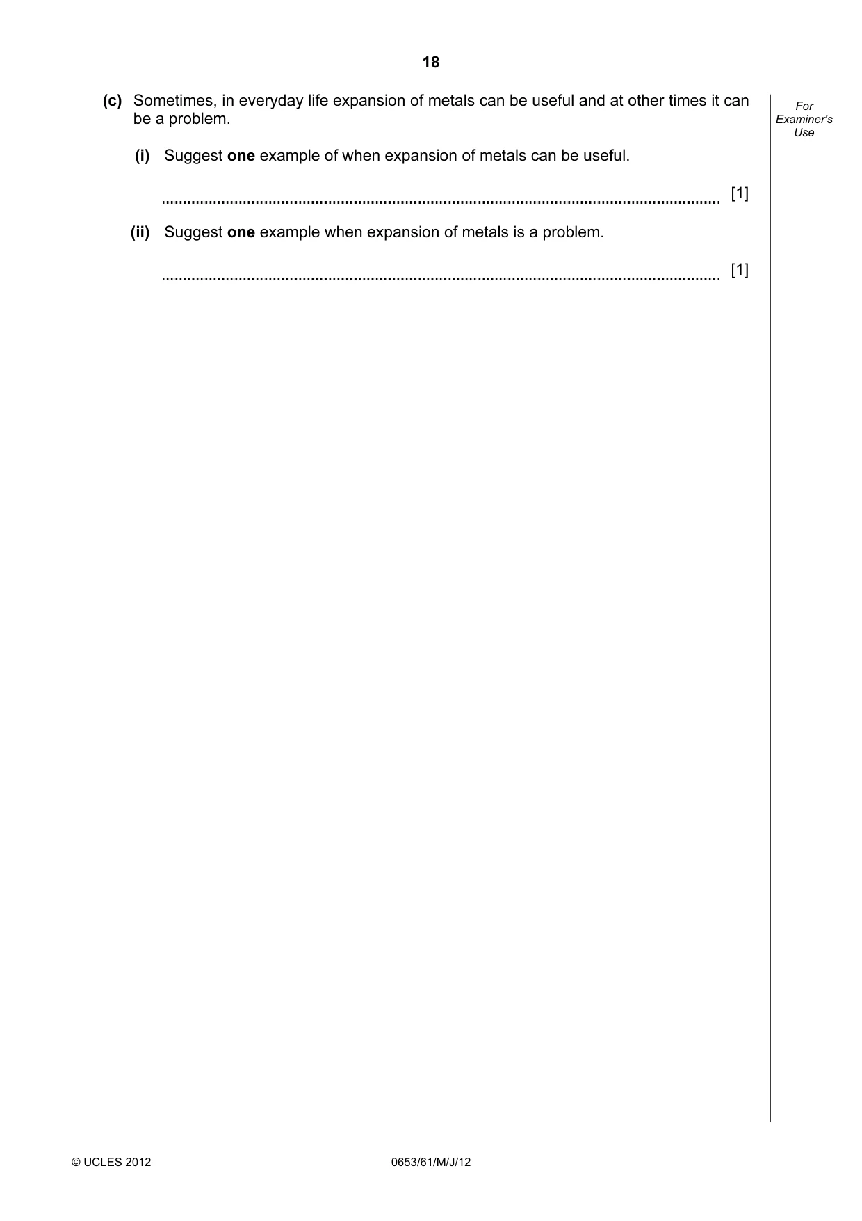 Cambridge IGCSE Science - Combined 0653 2012 May/June Paper 6 · Variant 1 question paper, page 18 of 24