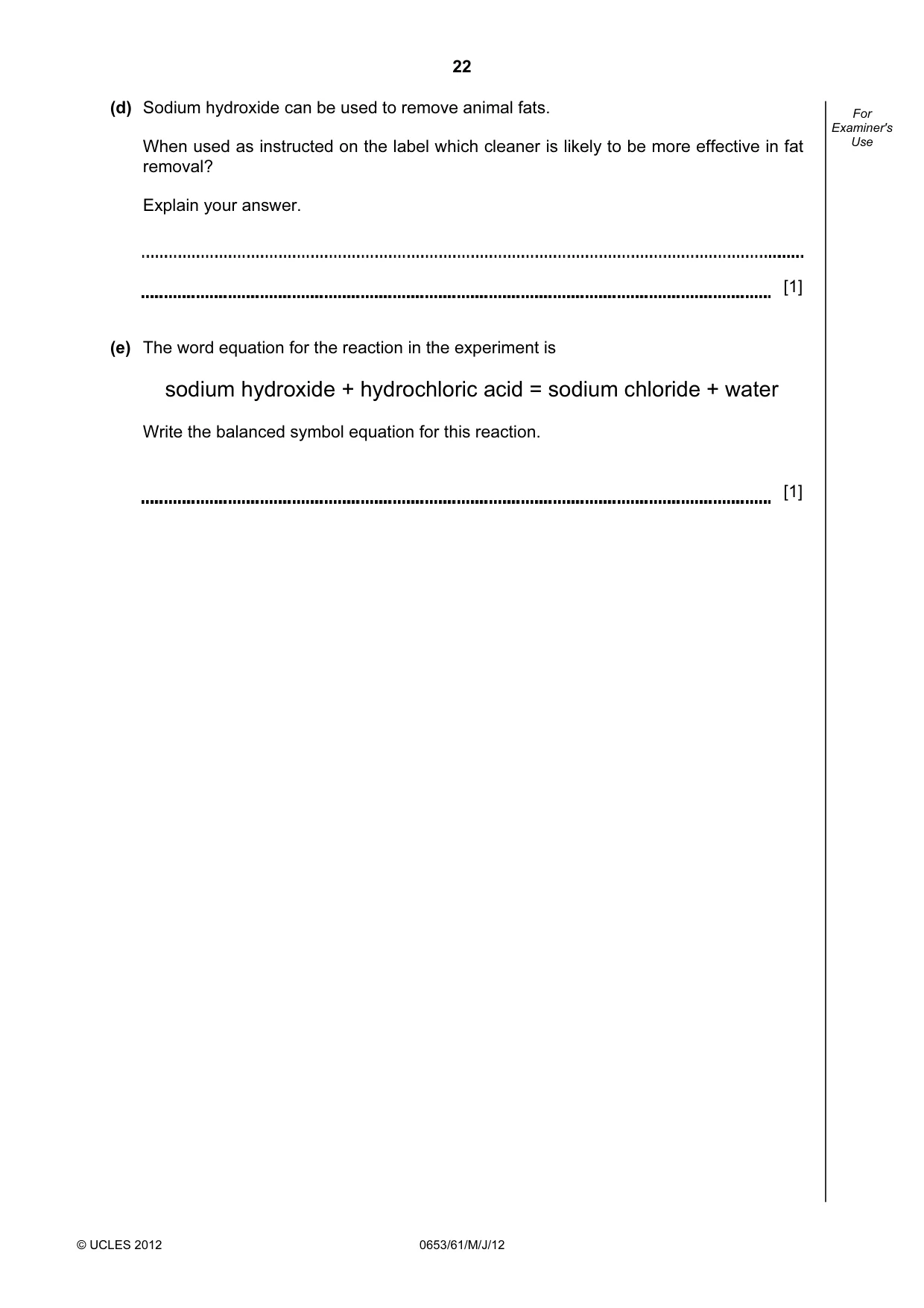 Cambridge IGCSE Science - Combined 0653 2012 May/June Paper 6 · Variant 1 question paper, page 22 of 24