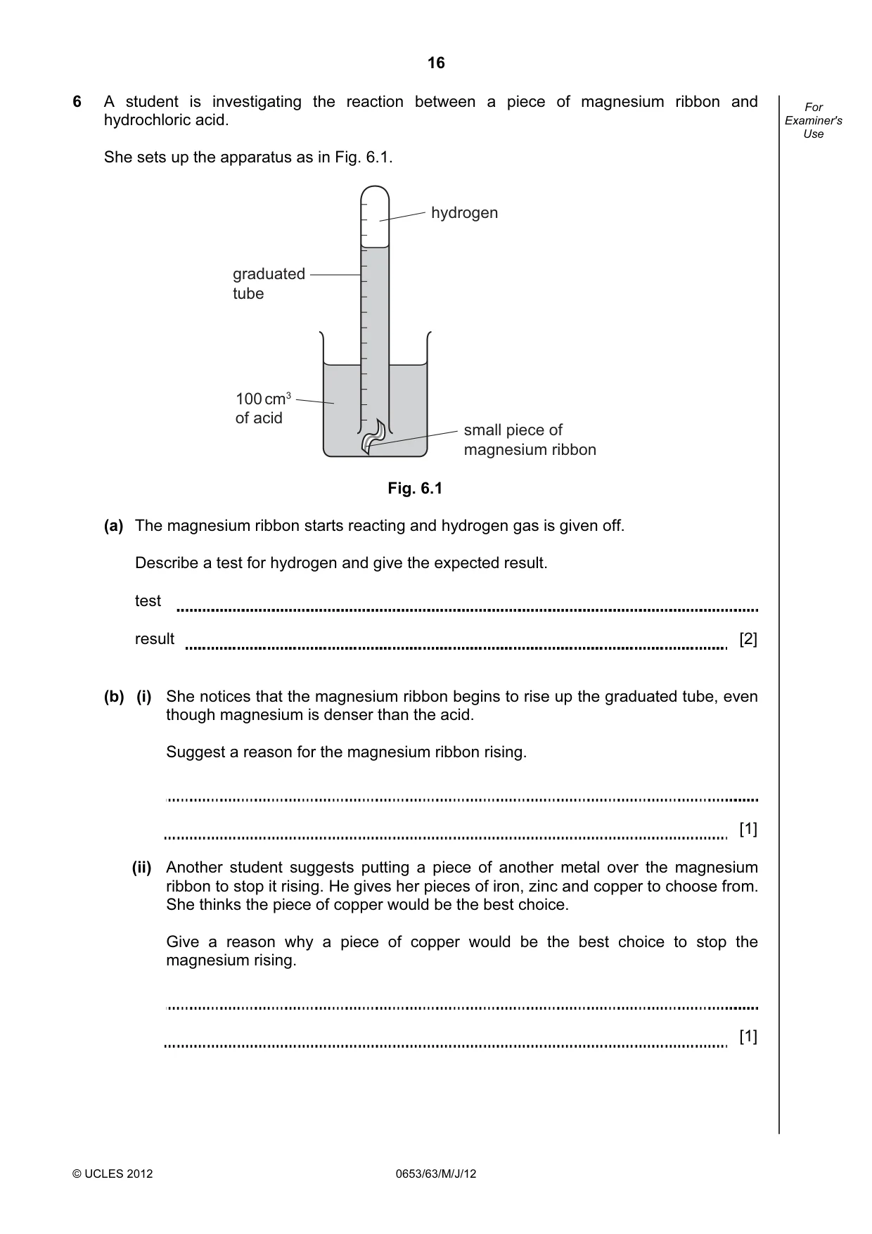Cambridge IGCSE Science - Combined 0653 2012 May/June Paper 6 · Variant 3 question paper, page 16 of 20