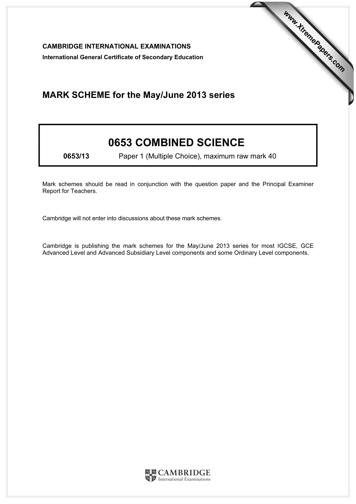 Mark scheme, page 1 of 2
