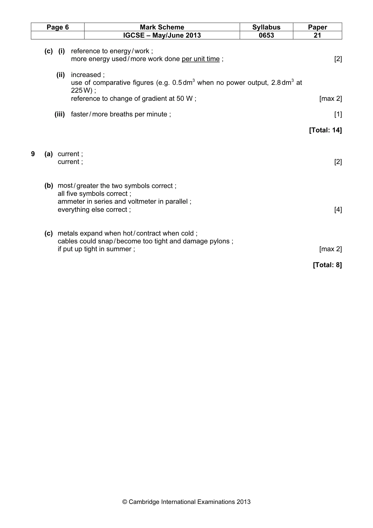 Mark scheme, page 6 of 6
