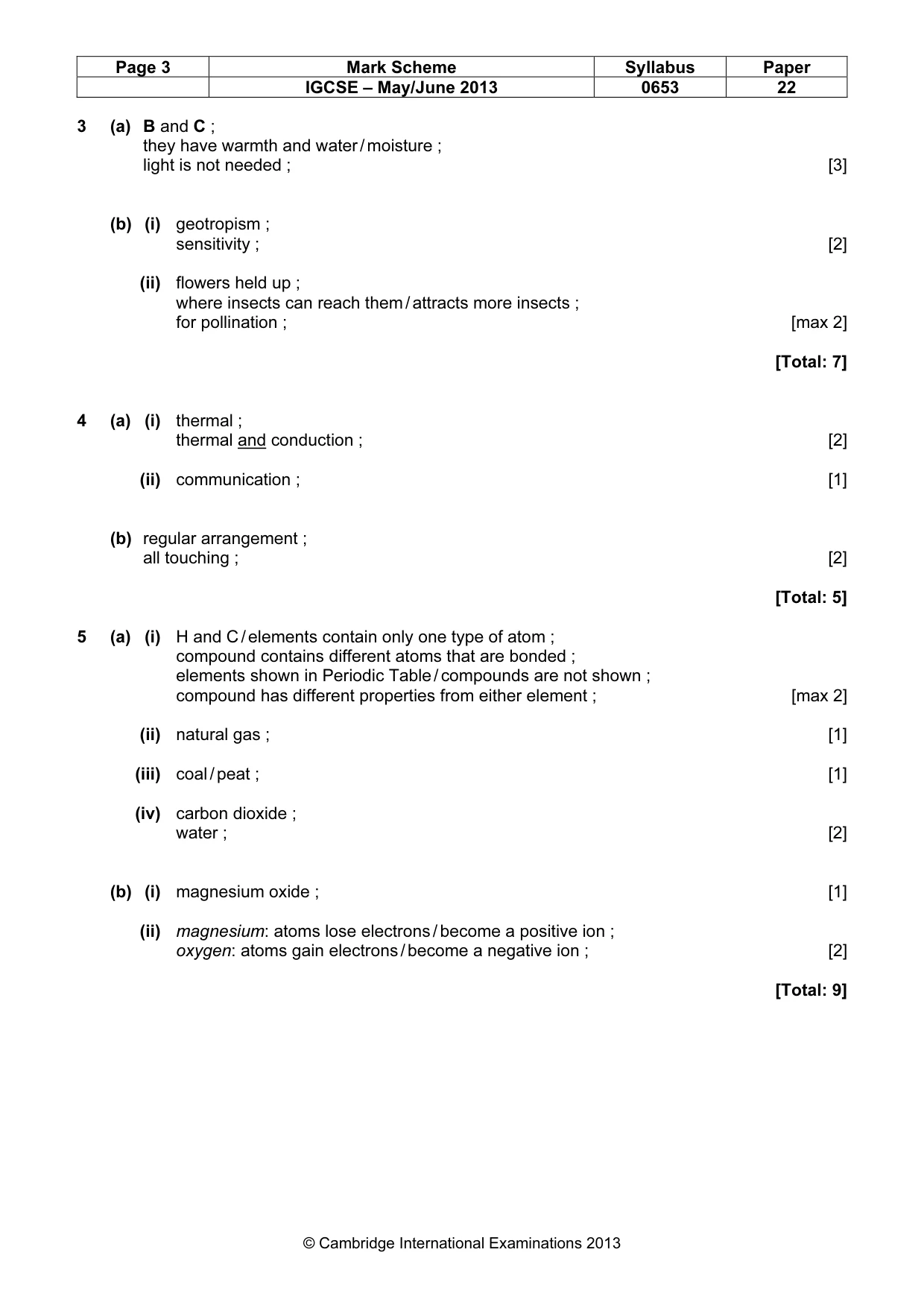 Mark scheme, page 3 of 5