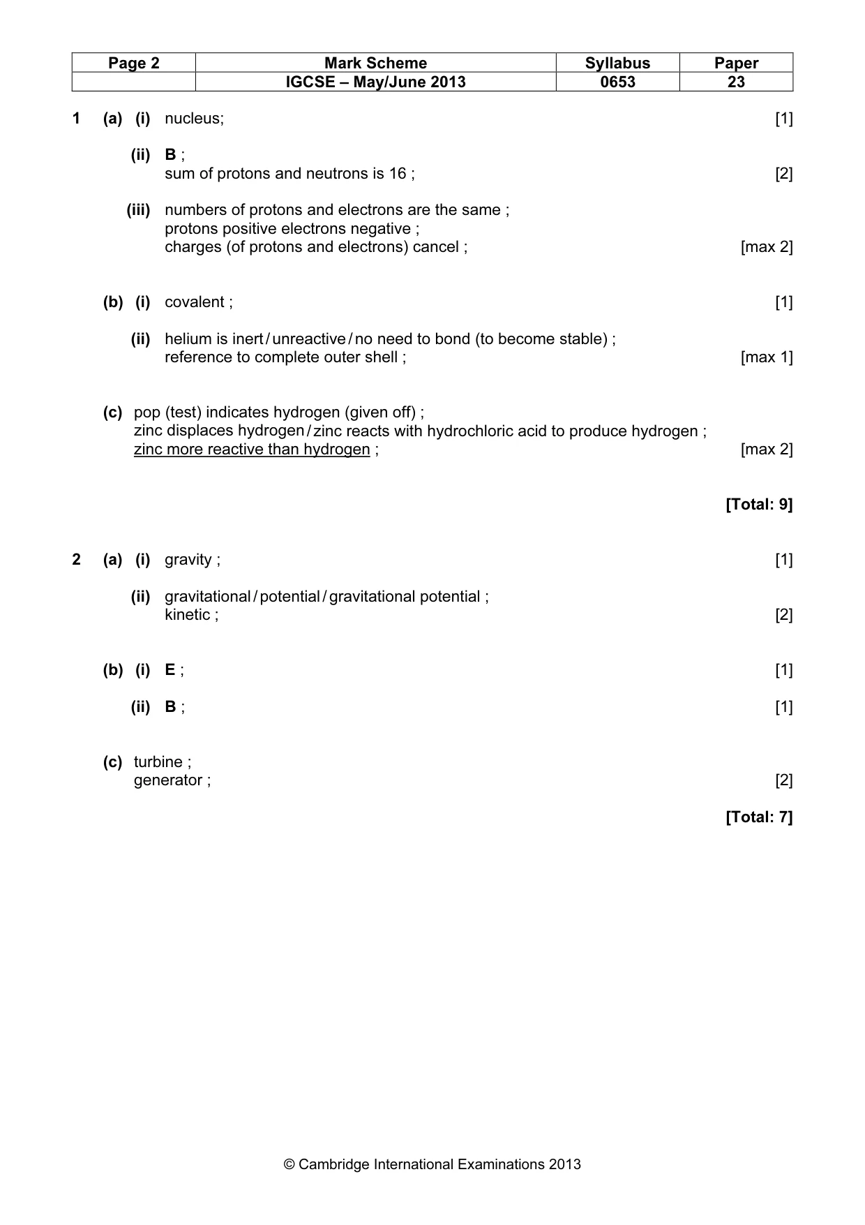 Mark scheme, page 2 of 6