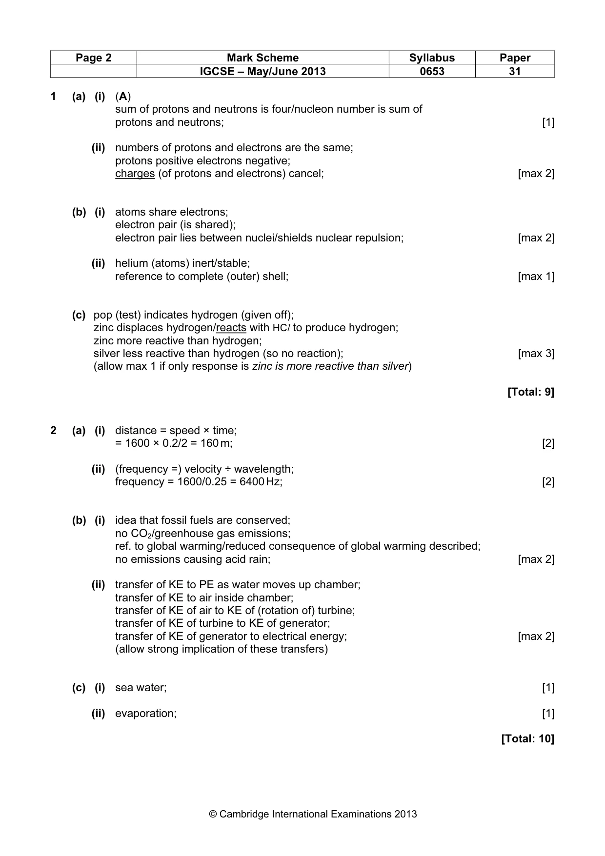 Mark scheme, page 2 of 7