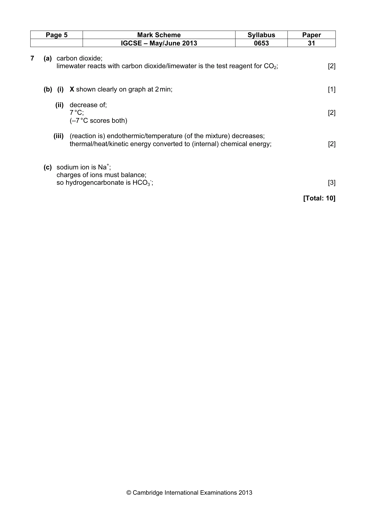 Mark scheme, page 5 of 7