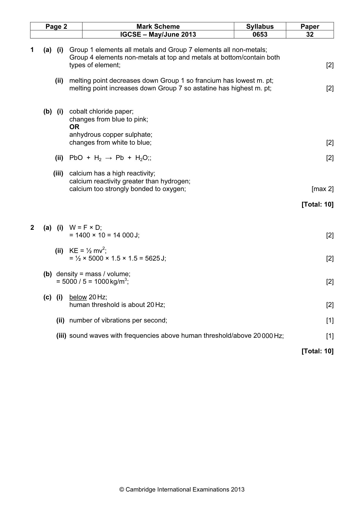Mark scheme, page 2 of 6
