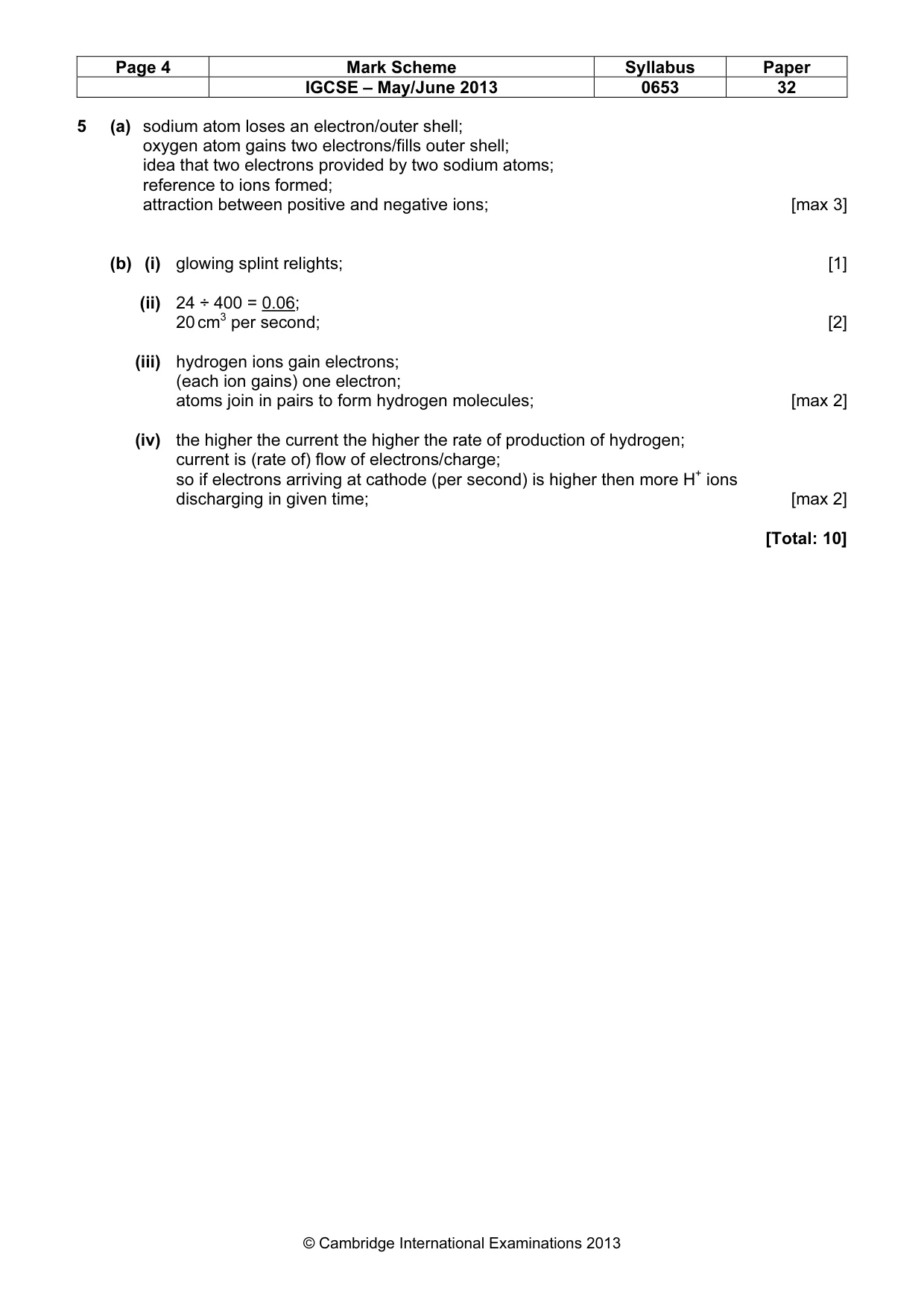 Mark scheme, page 4 of 6