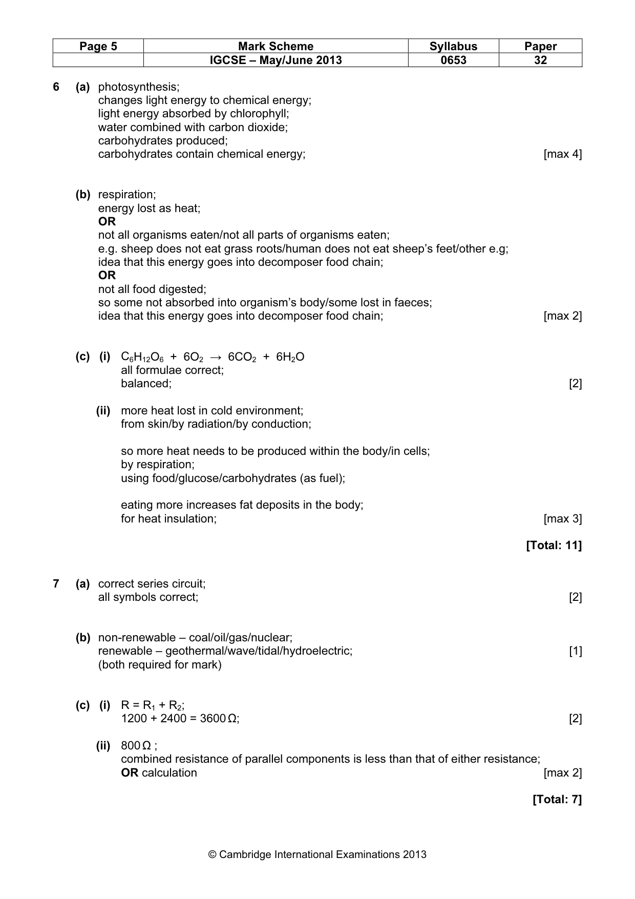 Mark scheme, page 5 of 6